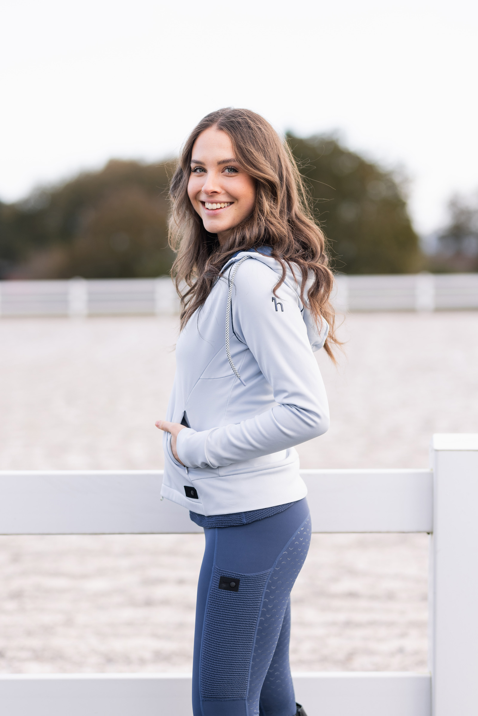 Horze Aida funktionell hoodie i sweatshirtmaterial , damstorlek