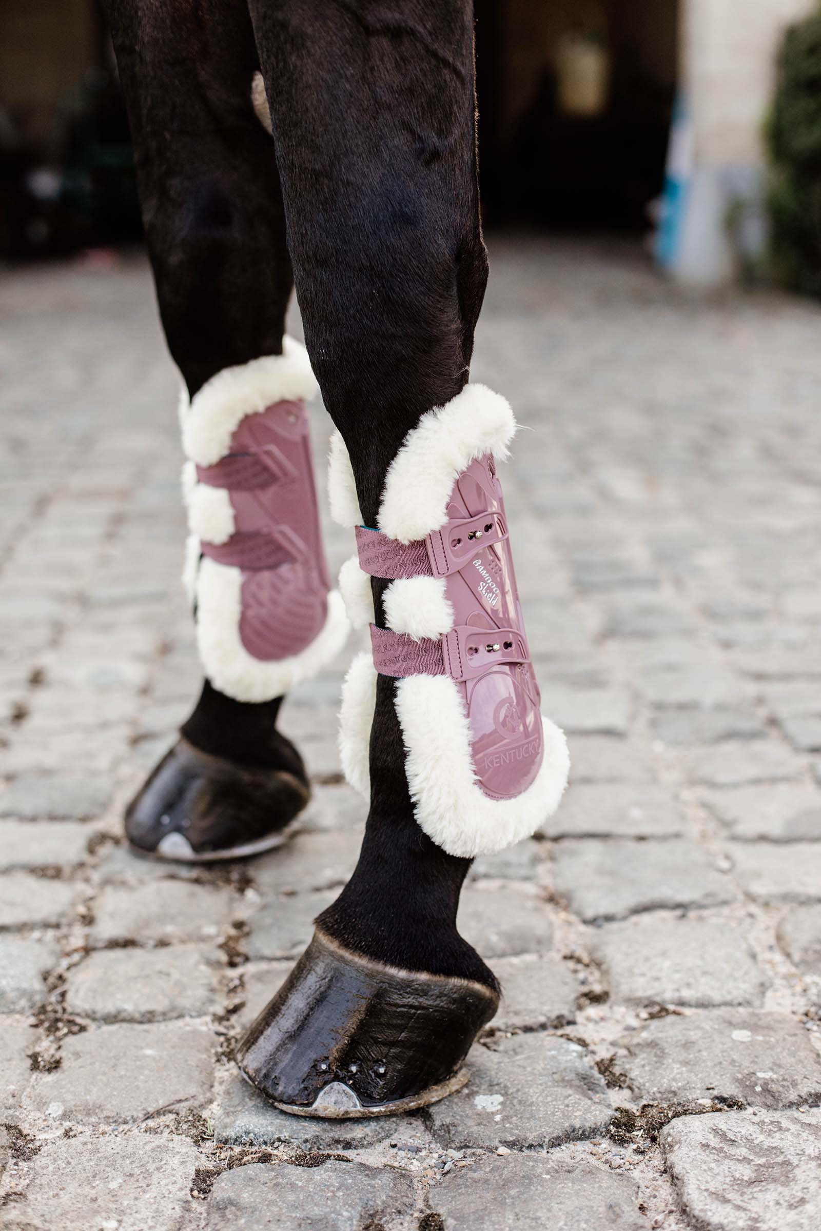 Old Rose Pink Kentucky Horsewear senskydd med veganskt f&aring;rskinn, bambu, elastisk