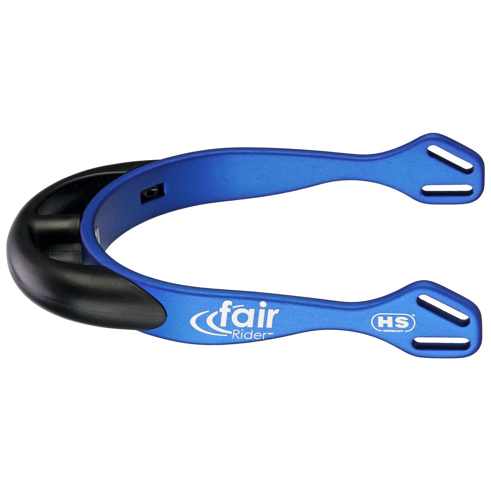 Blue/Black Sprenger FairRider Aluminum Spurs med rundad hals 20mm