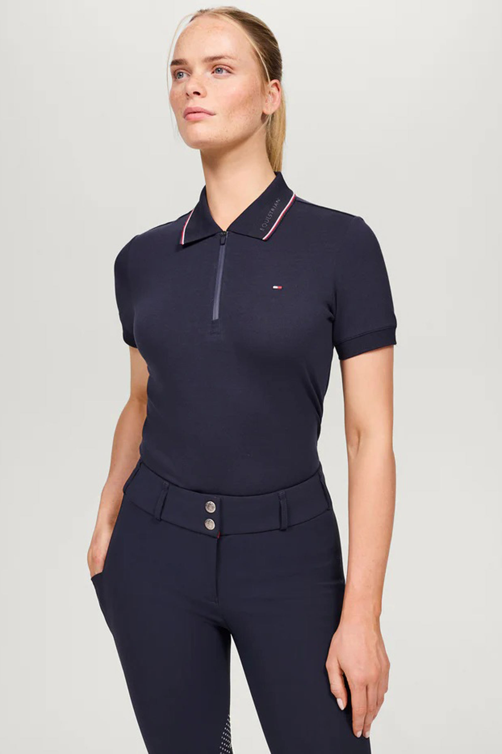 Tommy Hilfiger Equestrian Camden dam-pikétröja med dragkedja