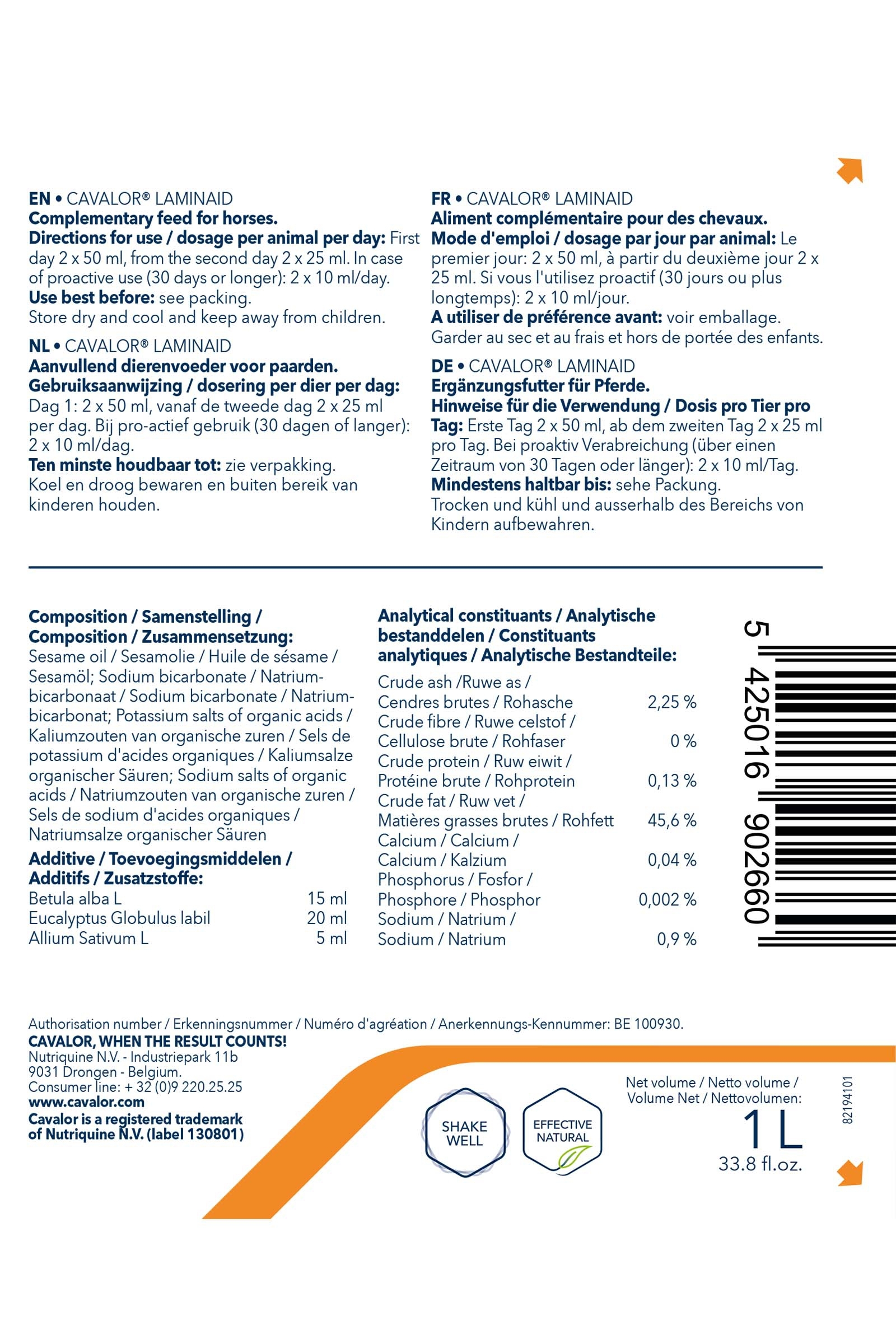 Cavalor Laminaid, Inre V&auml;lbefinnande, 1000ml