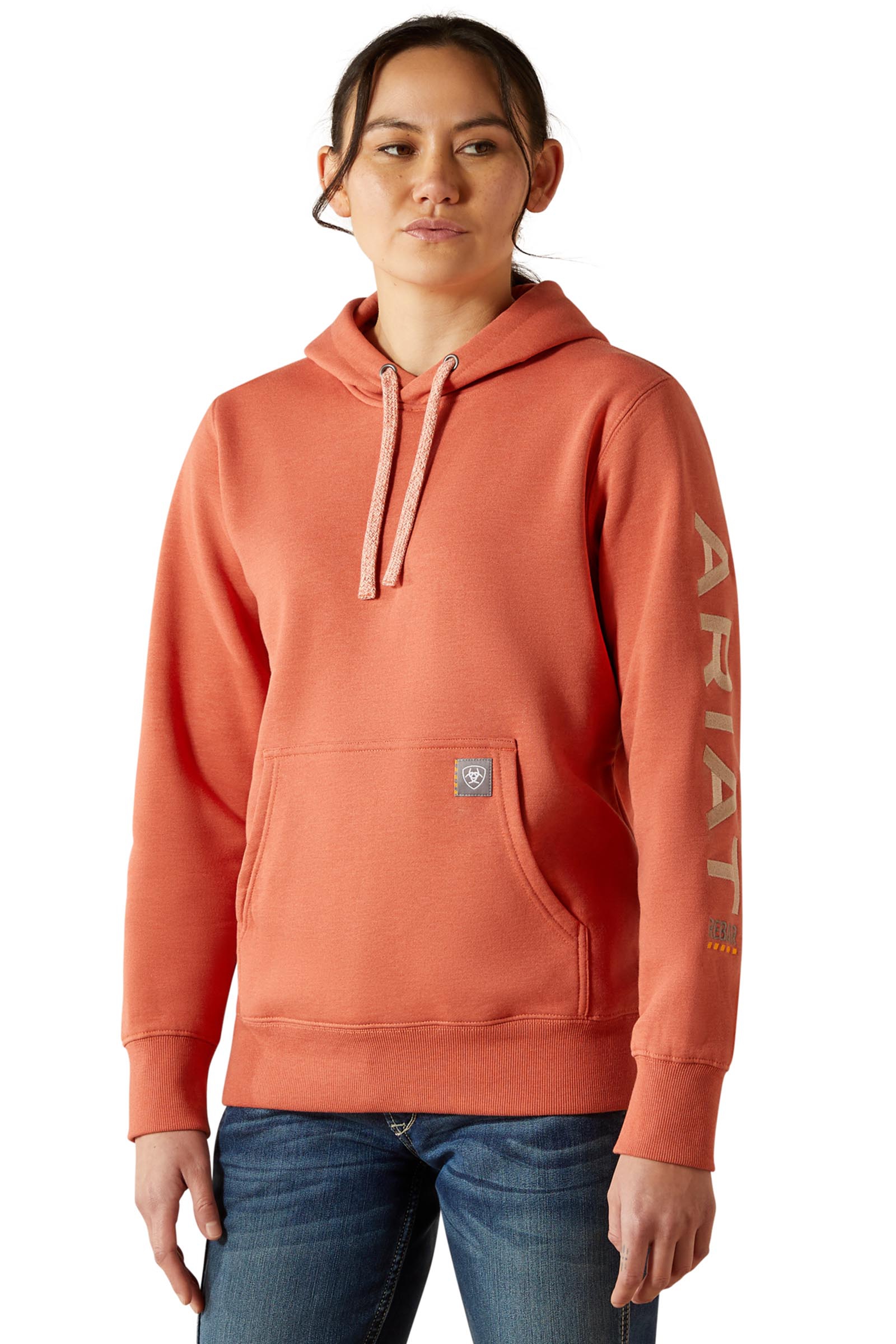 Aragon Heather/Cameo Ariat Rebar Graphic Hoodie, dam