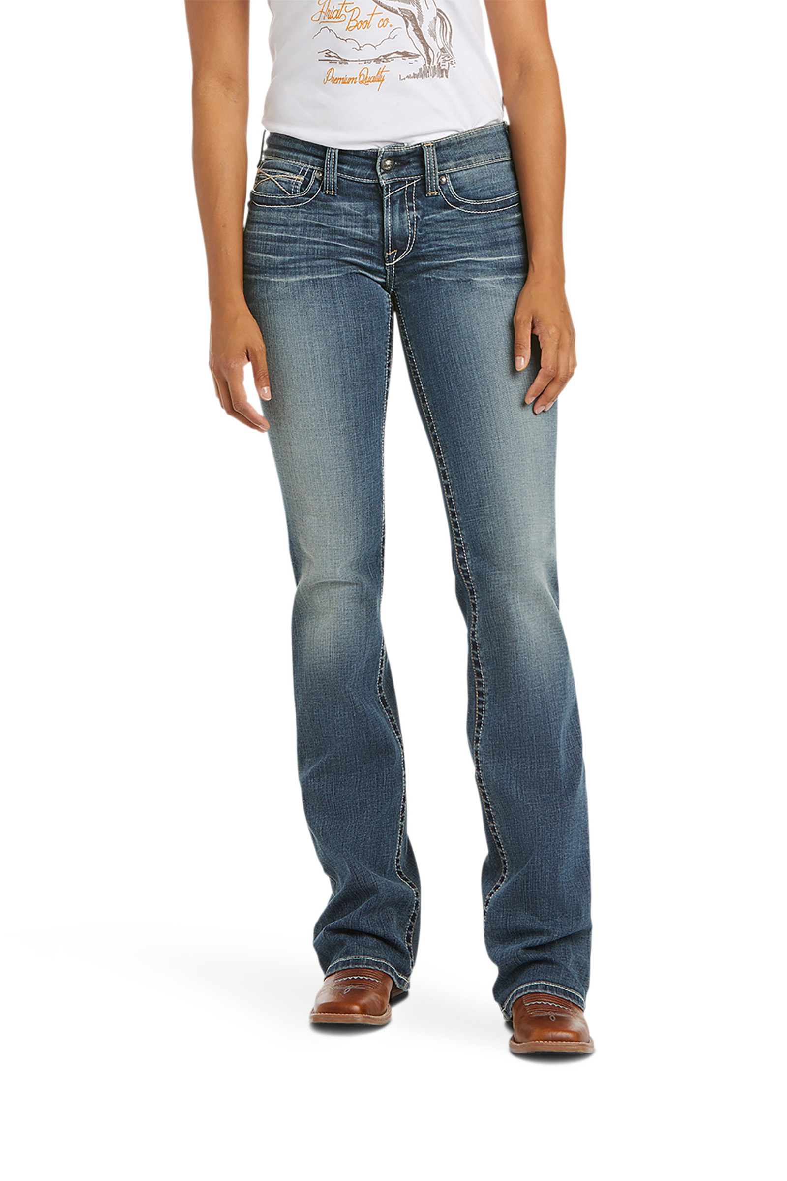 Ariat Whipstitch R.E.A.L. Bootcut stretch jeans med medelhög midja
