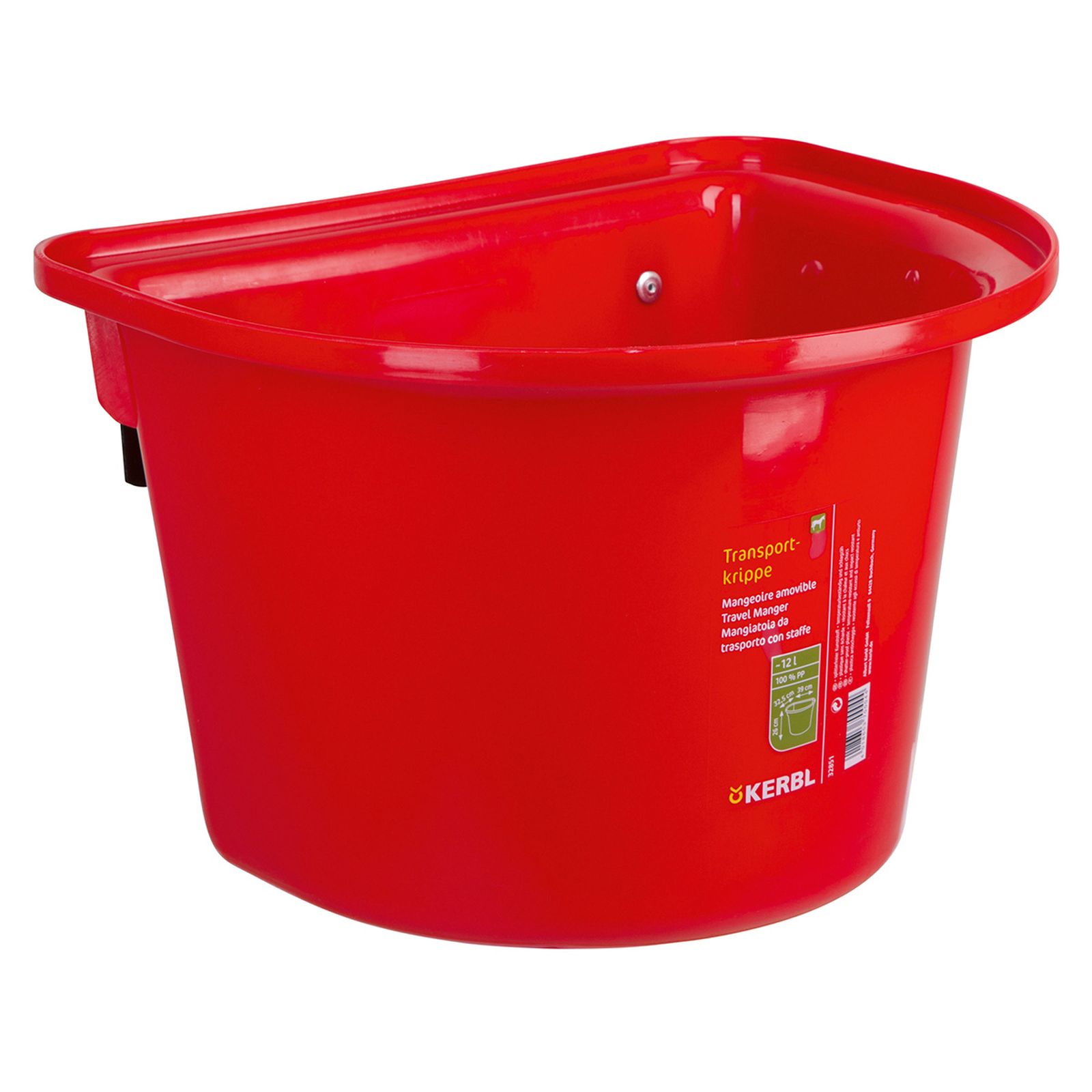 Red Kerbl transportskrubba 12 liter, plast, inbyggda hängare