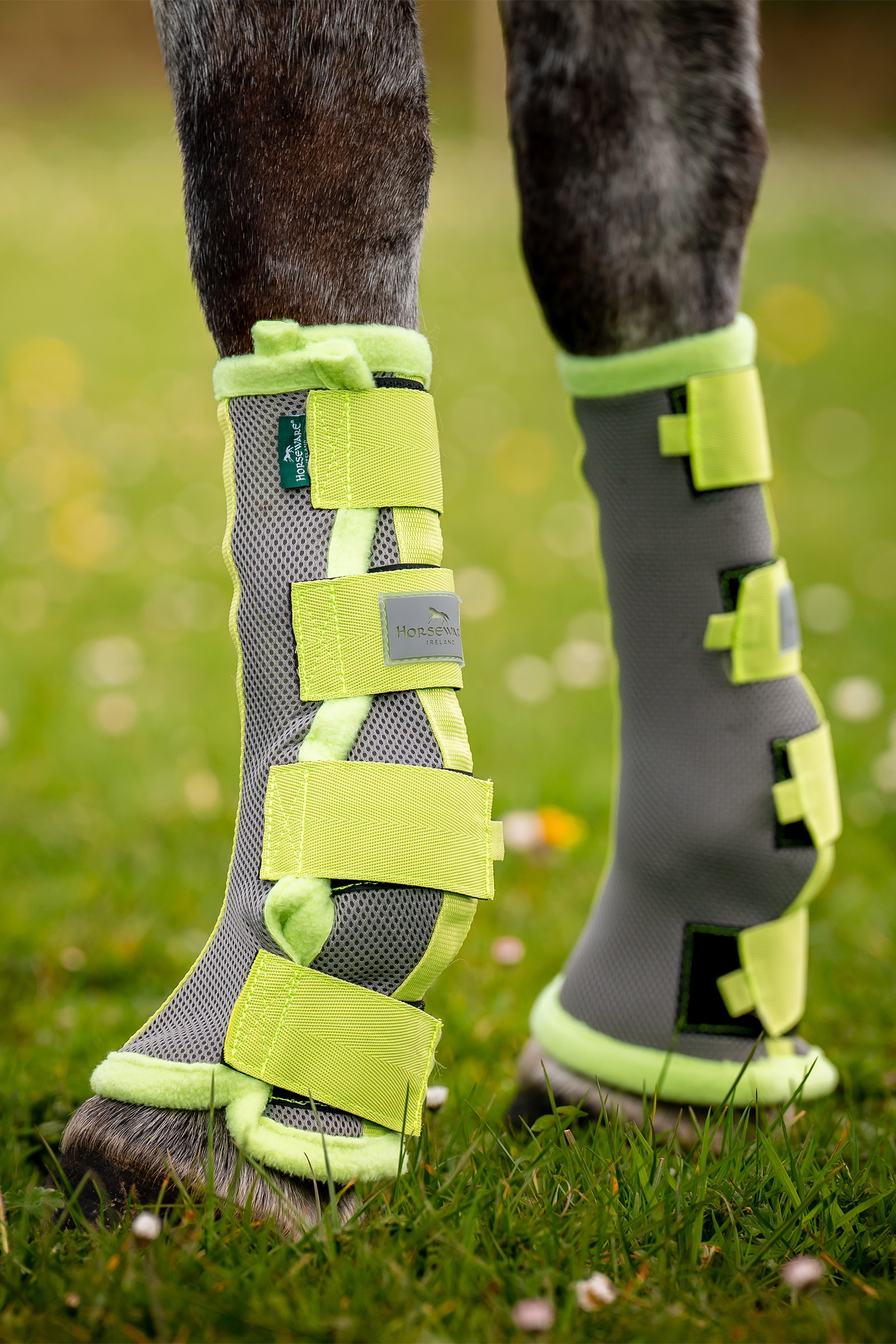 Silver / Lime Horseware anti-flugor boots till hästar