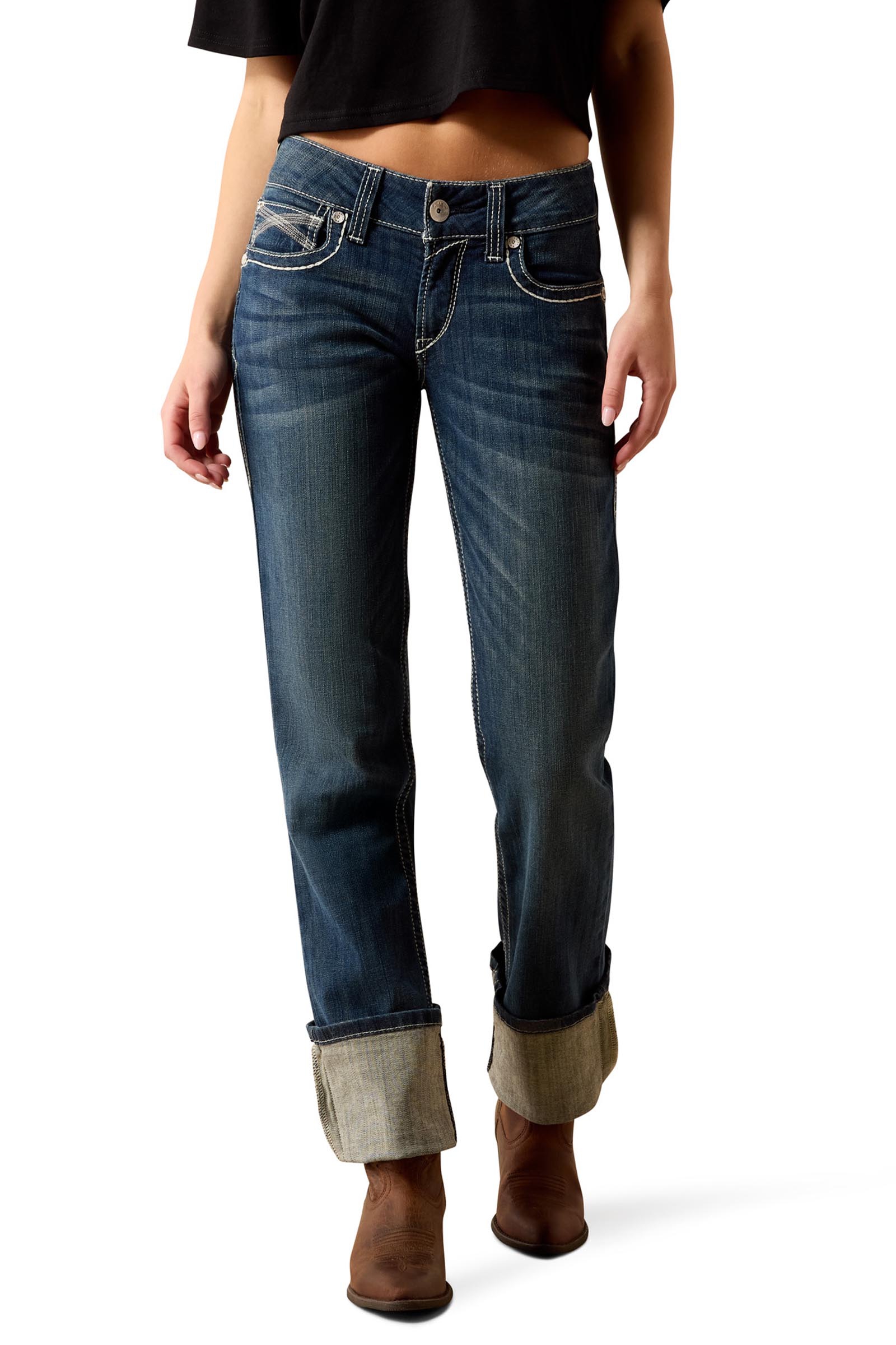 Ariat R.E.A.L. Mid Rise Stretch Ivy Stackable Straight Leg Mid-rise stretch jeans f&ouml;r dam med raka ben
