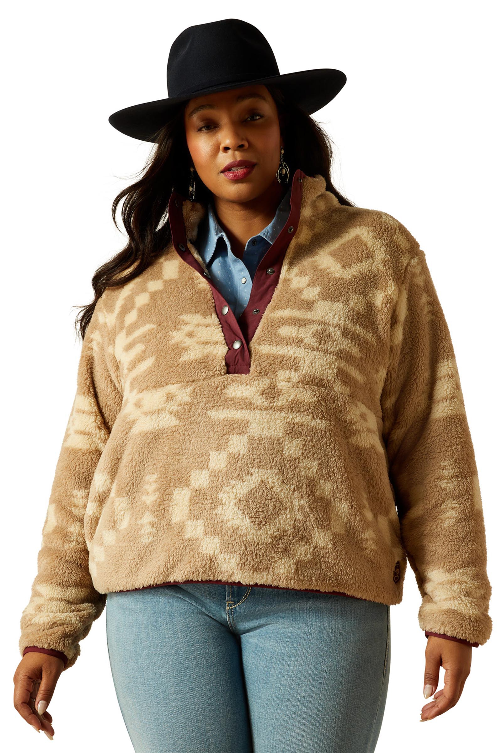 Ariat Berber Snap Tr&ouml;ja f&ouml;r dam med 1/2 kn&auml;ppsl&aring; med tryckknappar