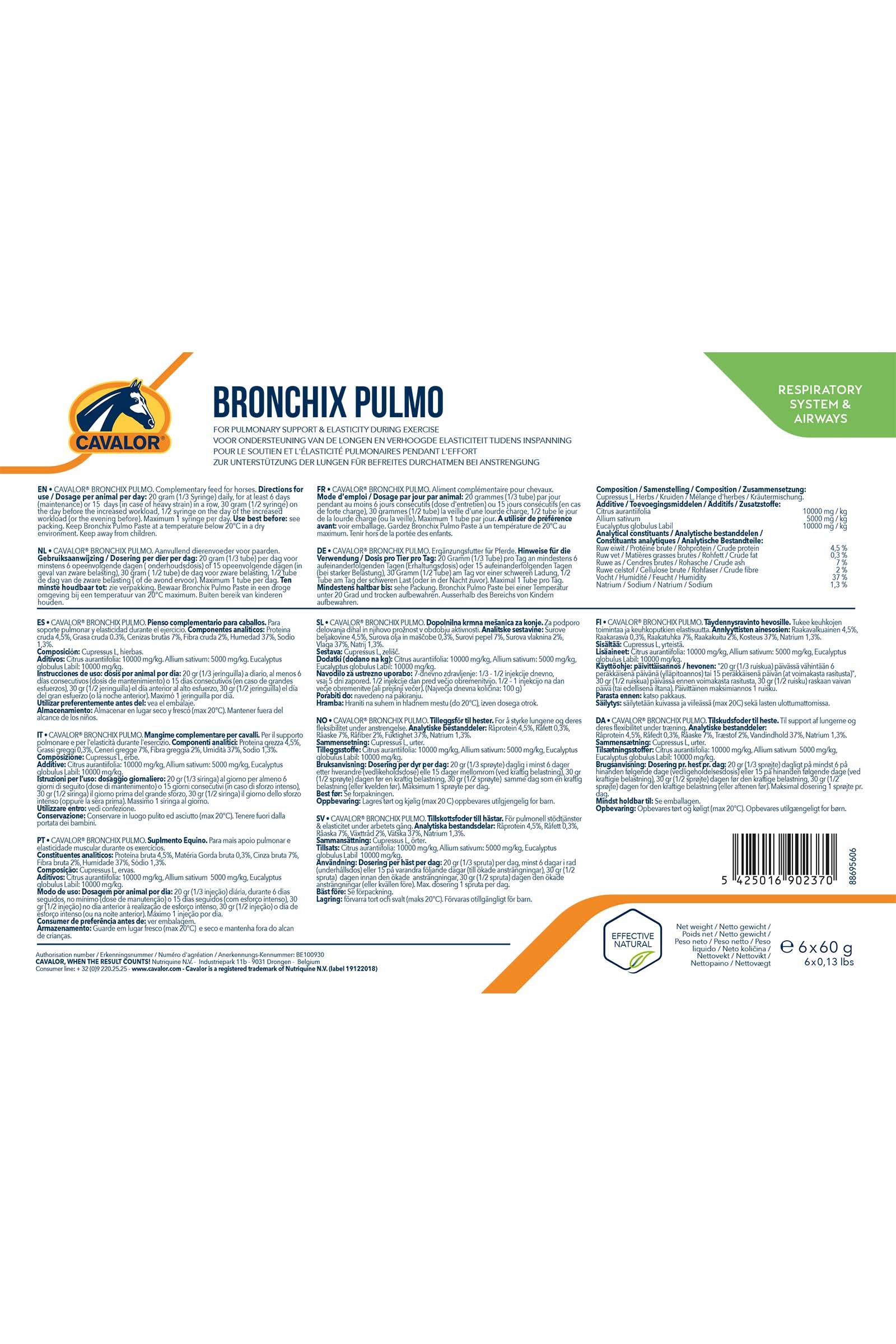 Cavalor Bronchix Pulmo Paste 6 x 60 g