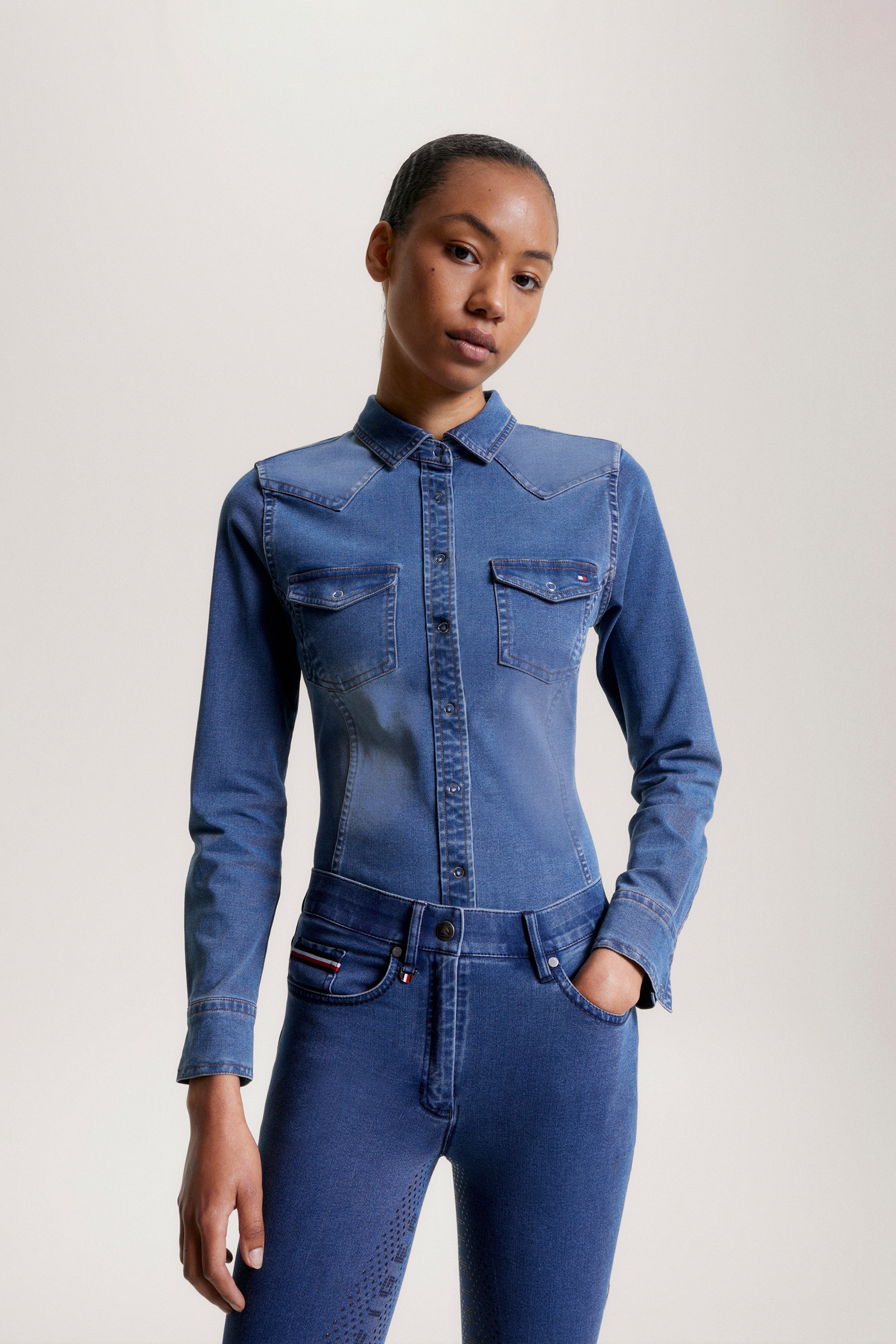 Tommy Hilfiger Equestrian Woodside Stretch Denim skjorta