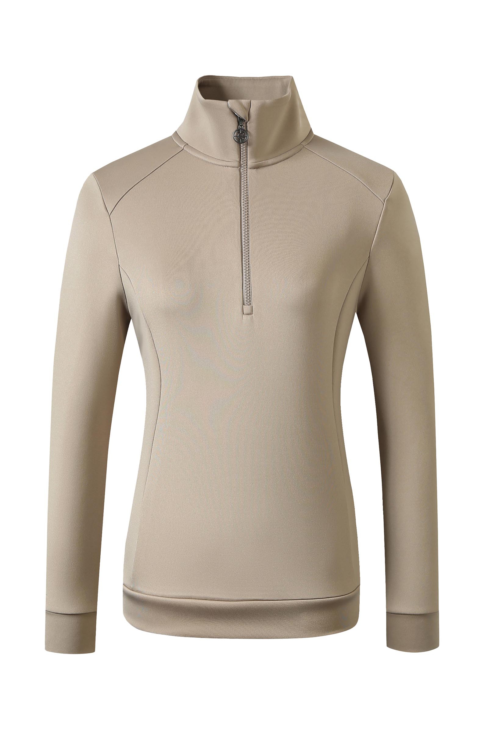 Beige Covalliero dam sweatshirt med halv dragkedja SS25  