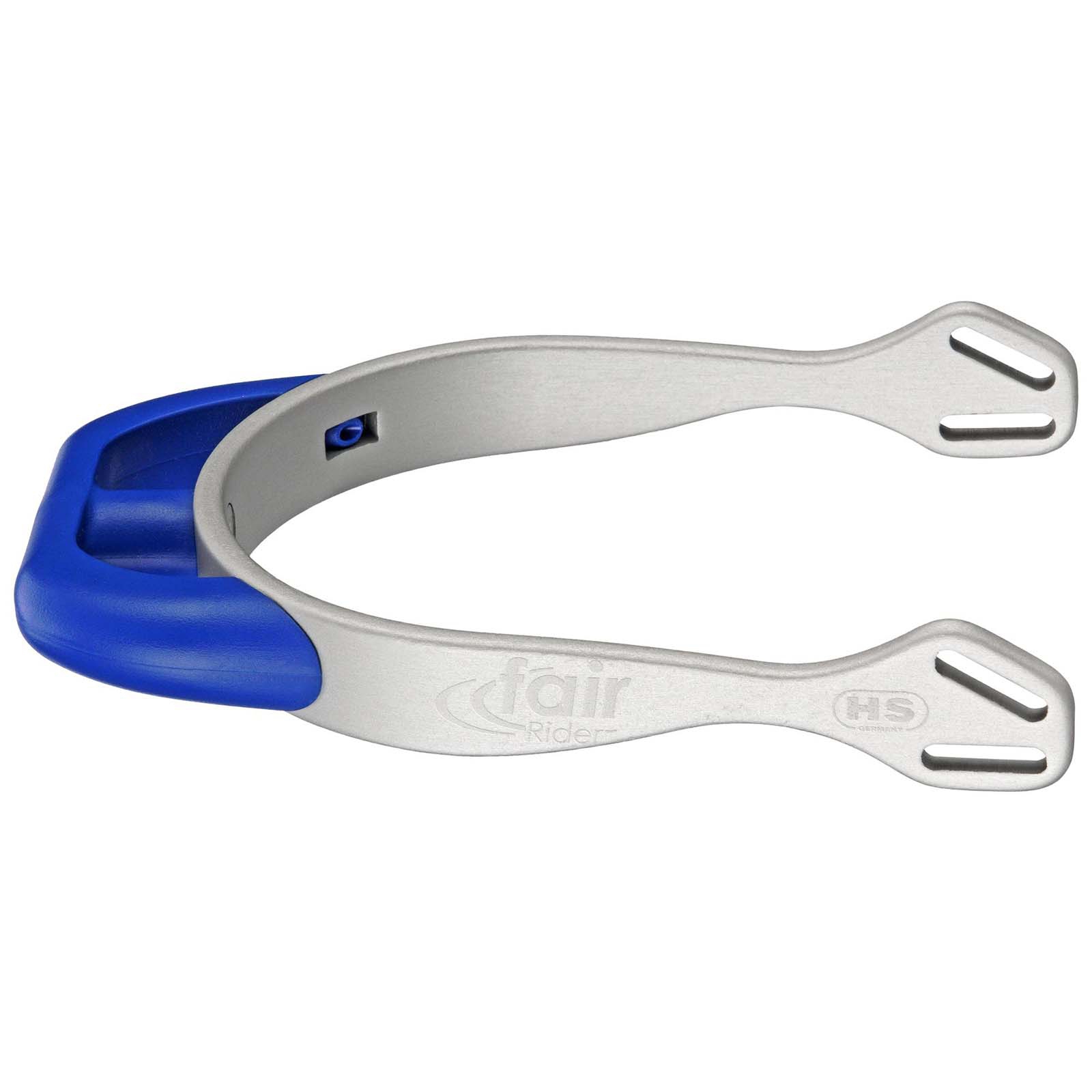 Silver/Blue Sprenger FairRider aluminiumsporrar med platt hals 20 mm