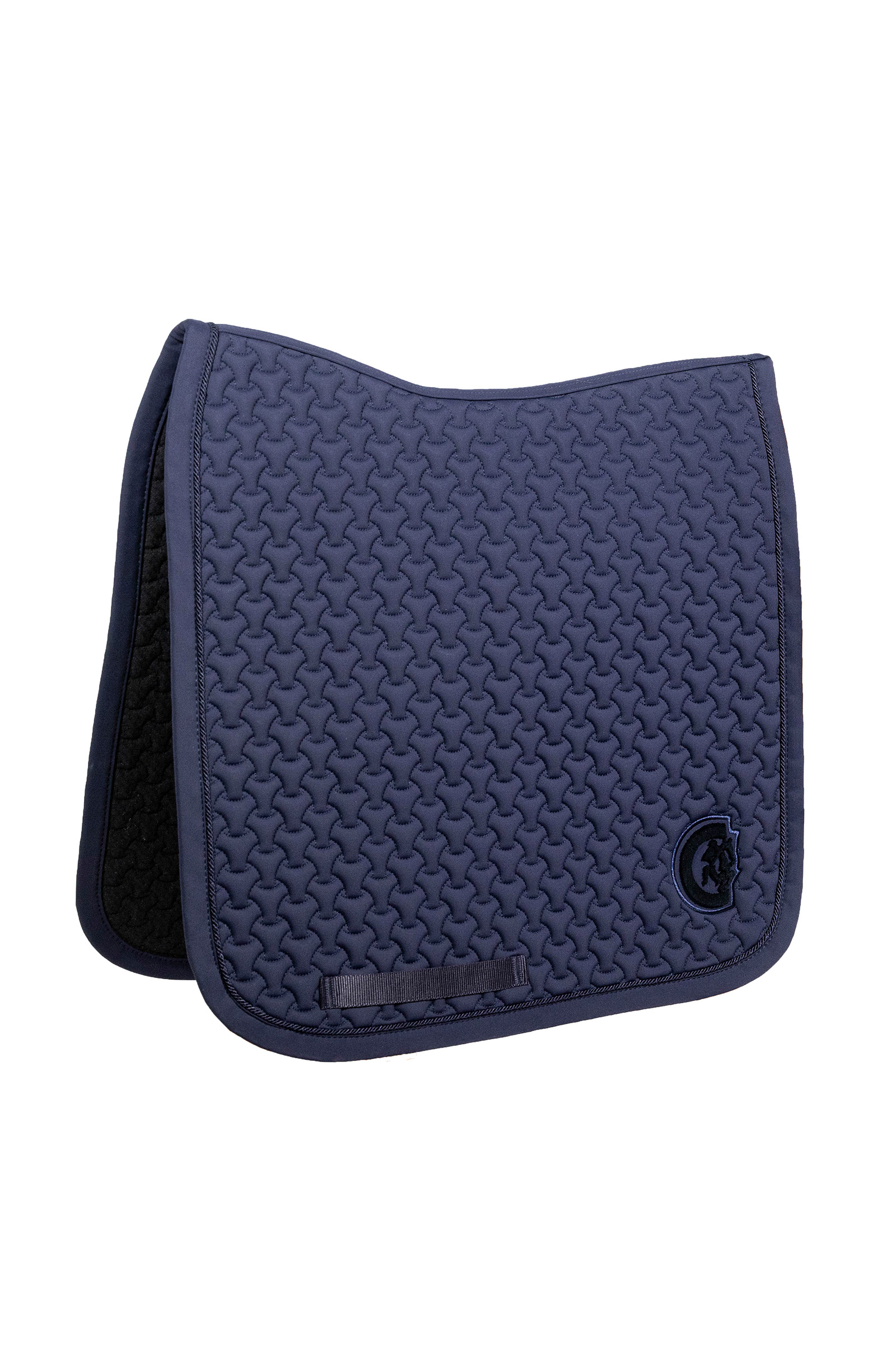 navy Kentucky Horsewear Sadelunderlägg Flätat 3D-logotyp Dressyr