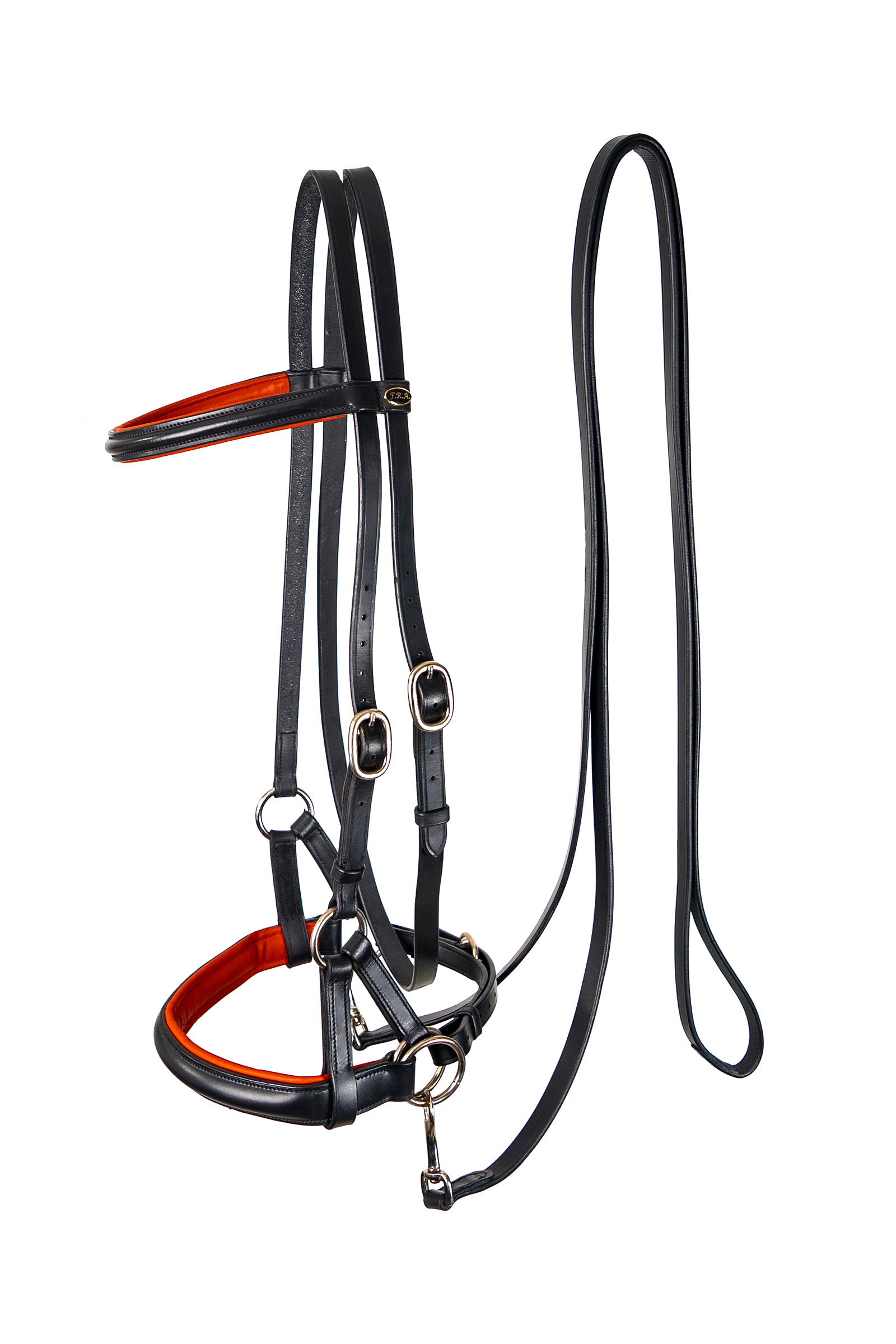 Black/Orange F.R.A. Freedom Riding Articles Pardoes de Luxe Sidepull med tyglar (System 3)