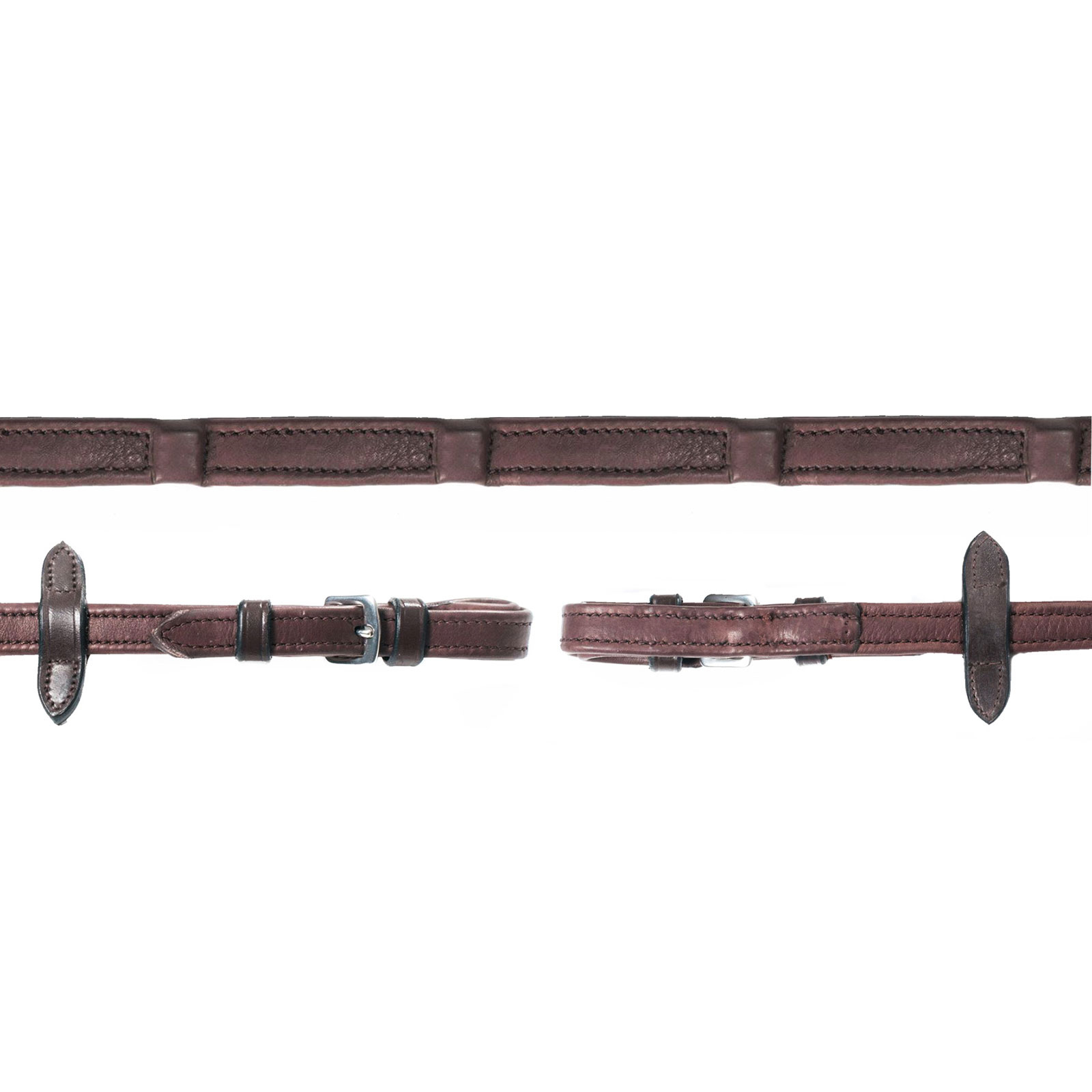 Dark Brown/Silver Schockemöhle Sports Durasoft Grip lädertyglar med nyloninlägg