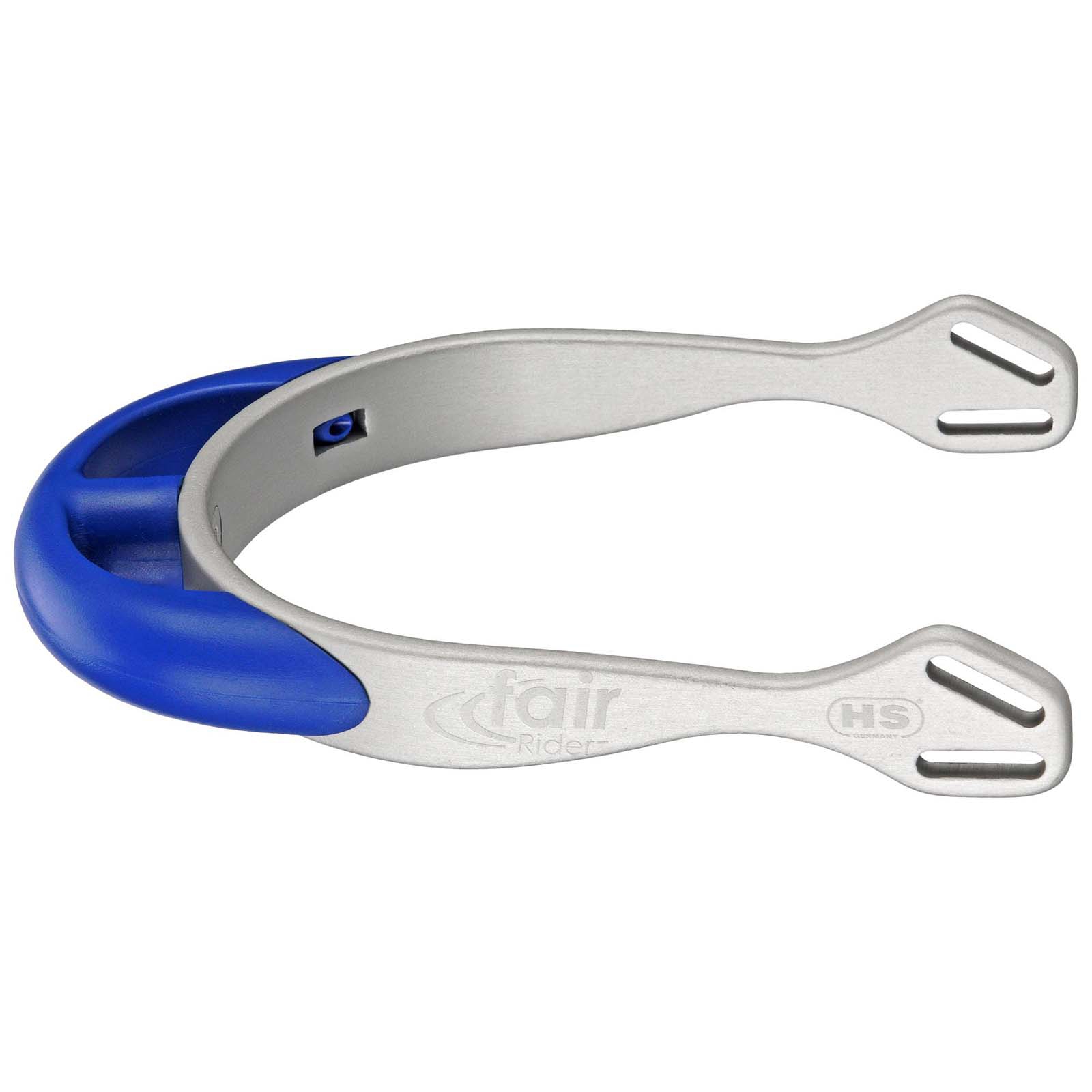 Silver/Blue Sprenger FairRider Aluminum Spurs med rundad hals 20mm