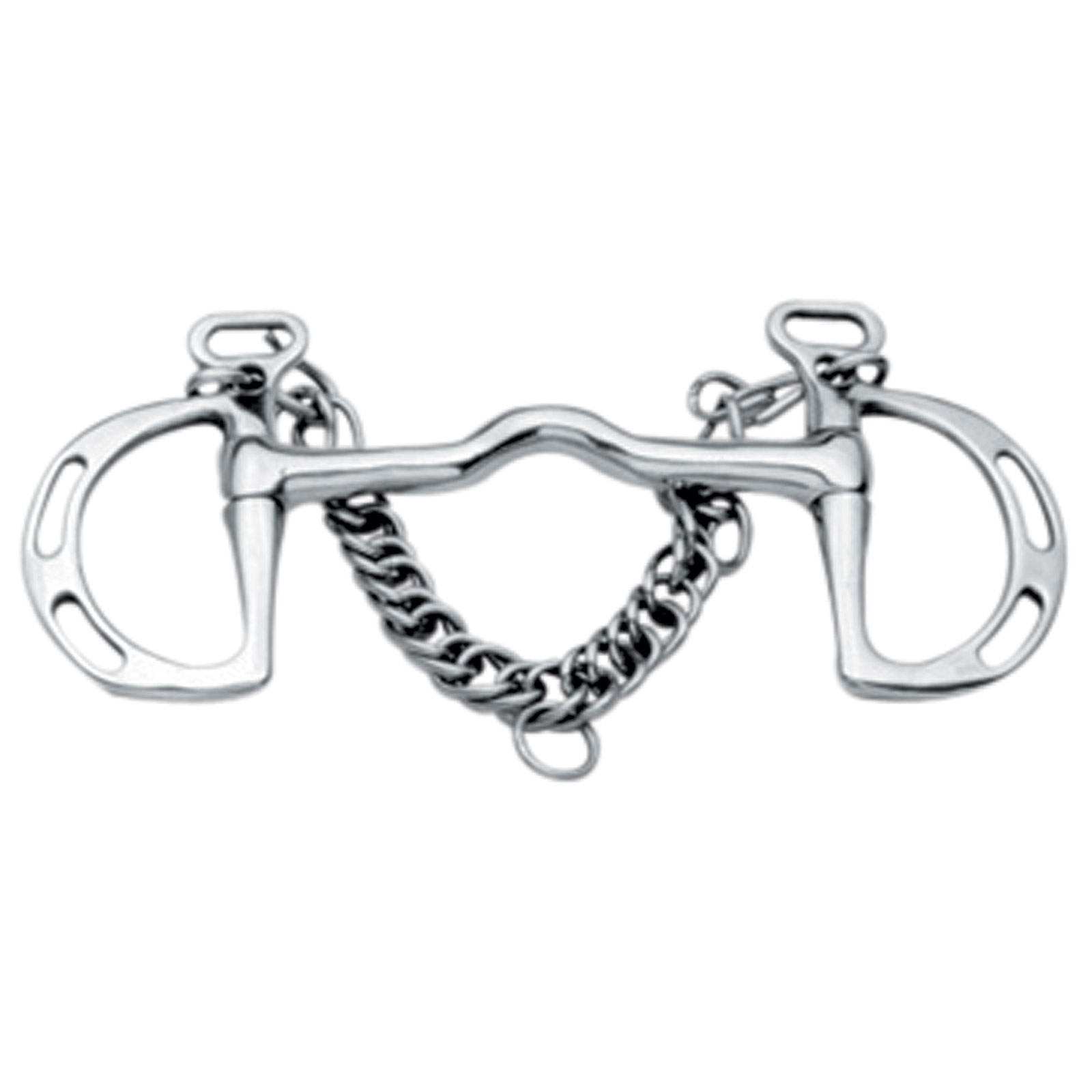 Korsteel Stainless Steel rakt Kimblewick-bett med liten port och hålade ringar