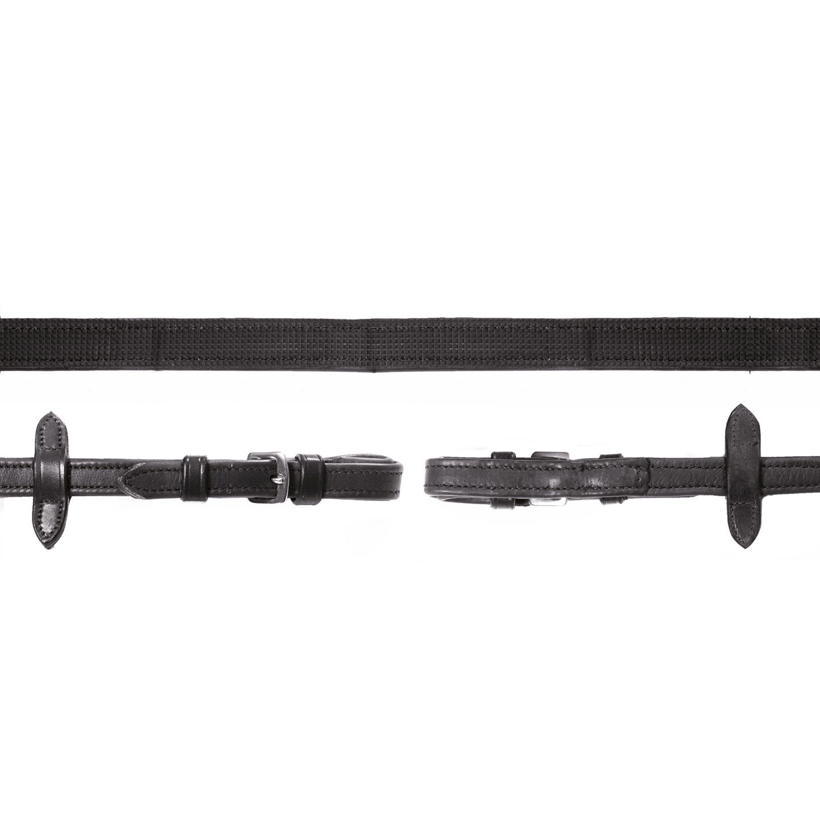 Black/Silver Schockemöhle Sports Durasoft Grip lädertyglar med nylon och gummi