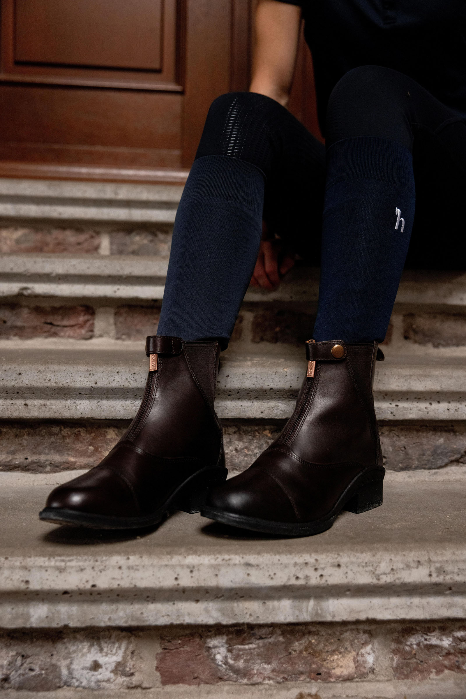 Horze Rose jodhpurs skor i läder med dragkedja fram