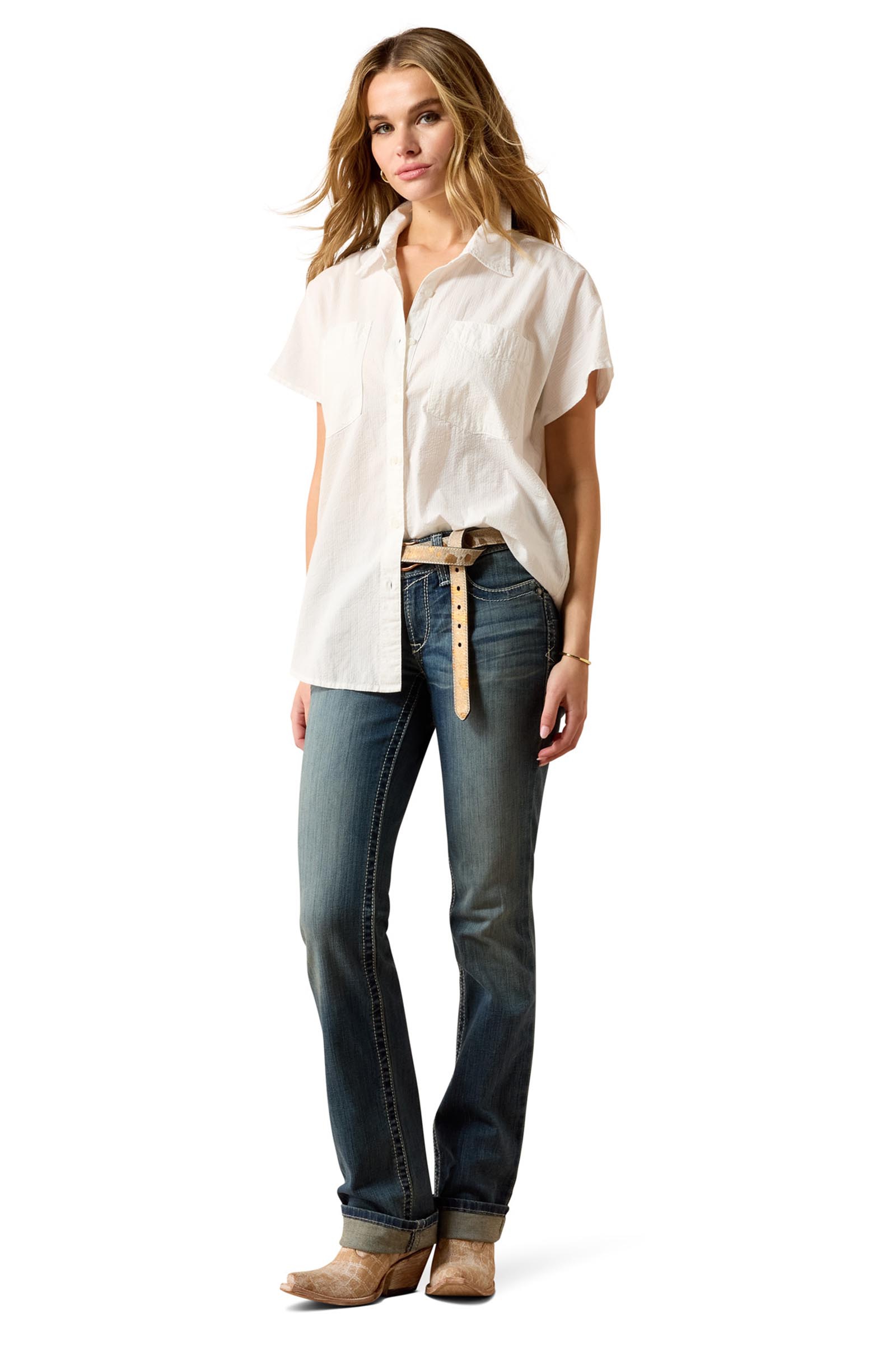 Ariat R.E.A.L. Mid Rise Stretch Icon Stackable Straight Leg Mid-rise stretch jeans f&ouml;r dam med raka ben