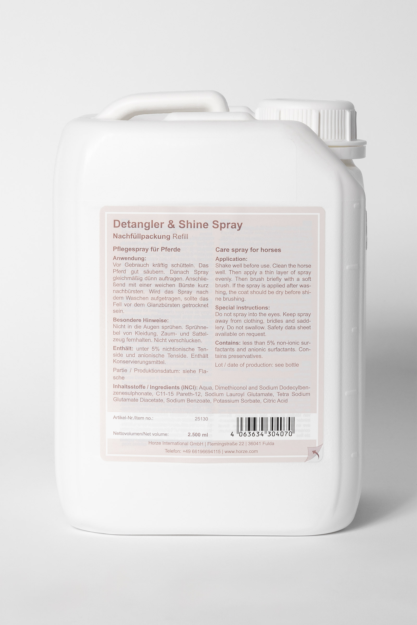 Horze Detangler & Shine Spray Refill, 2,5l