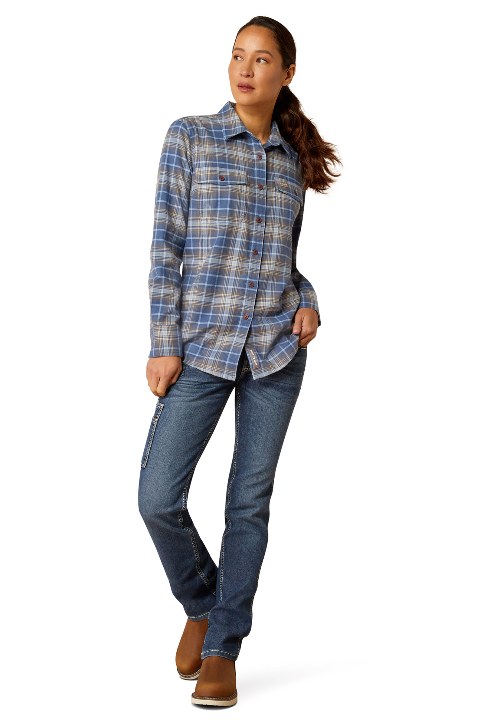 Ariat Rebar Flannel DuraStretch långärmad arbetsskjorta, dam