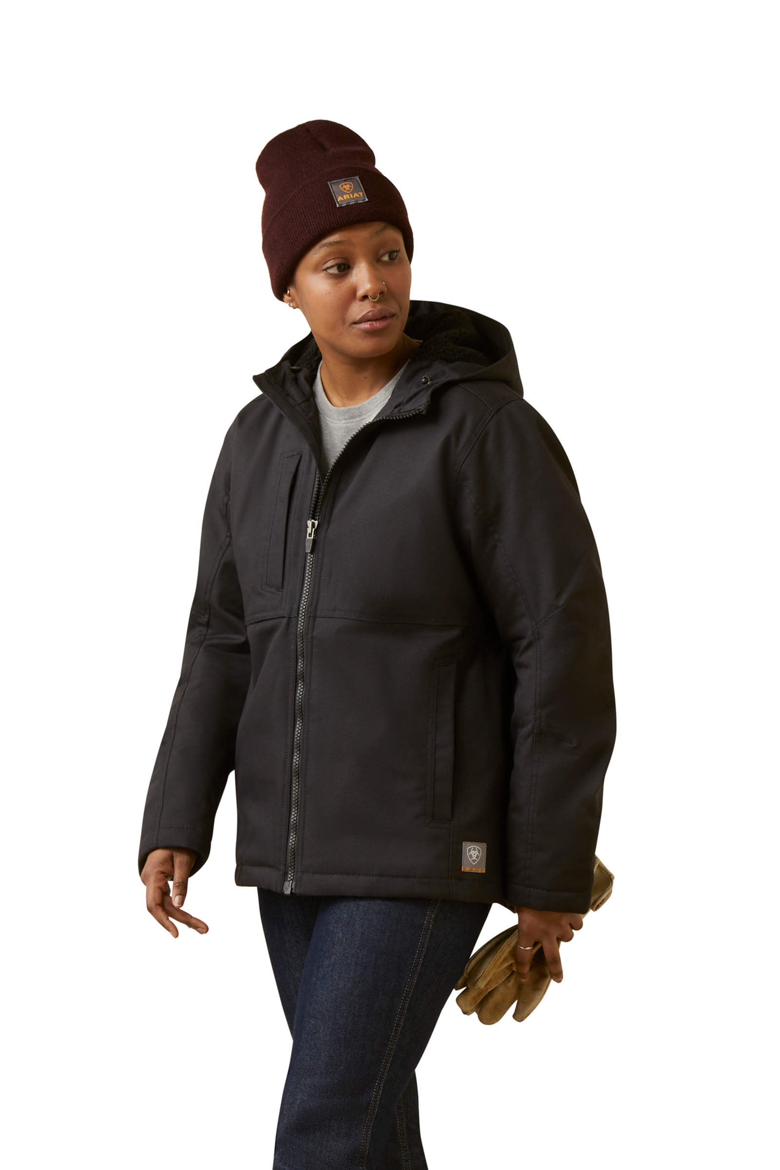 Black Ariat Rebar DuraCanvas fodrad jacka, dam