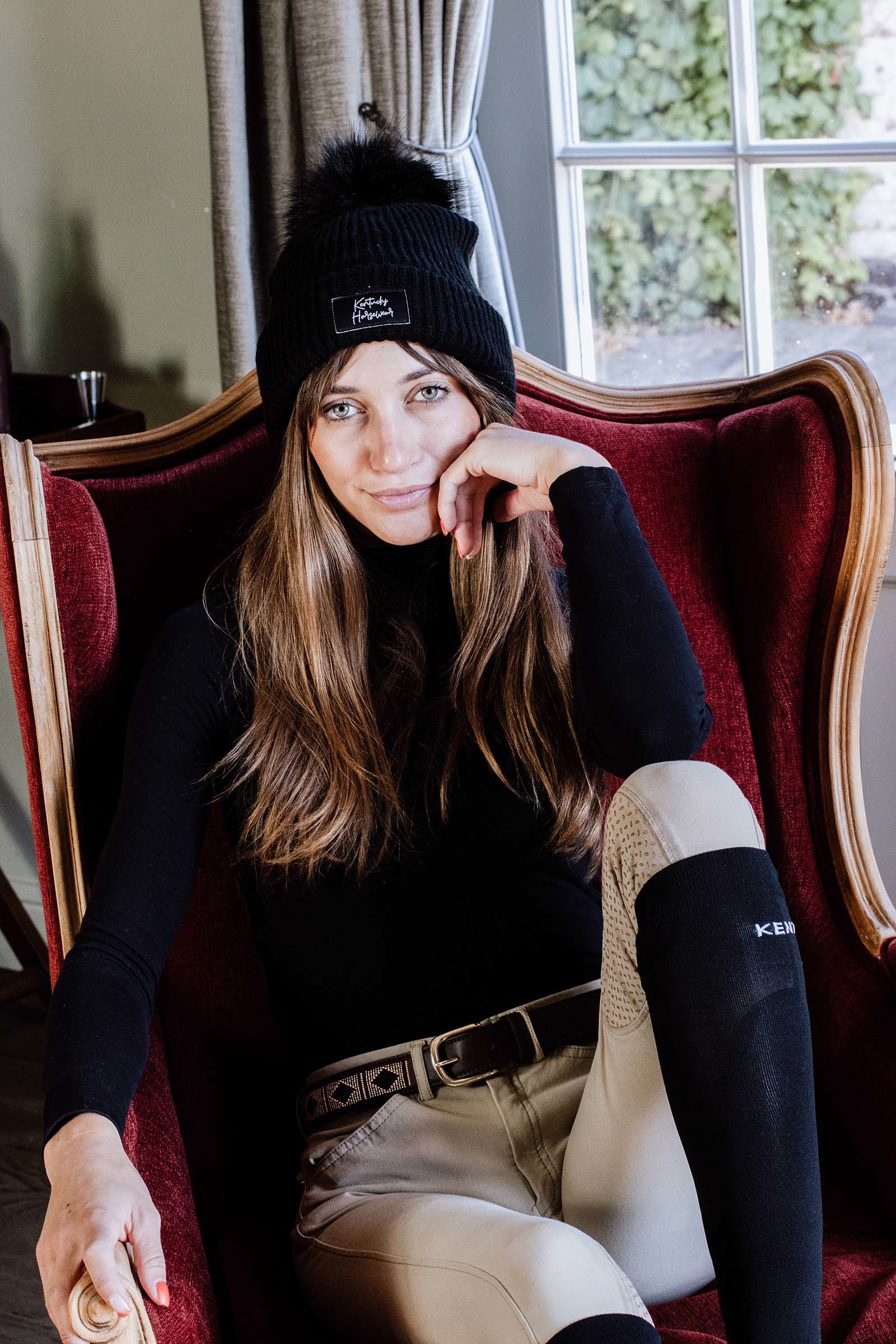 Black Kentucky Horsewear Pom pom Beanie mössa