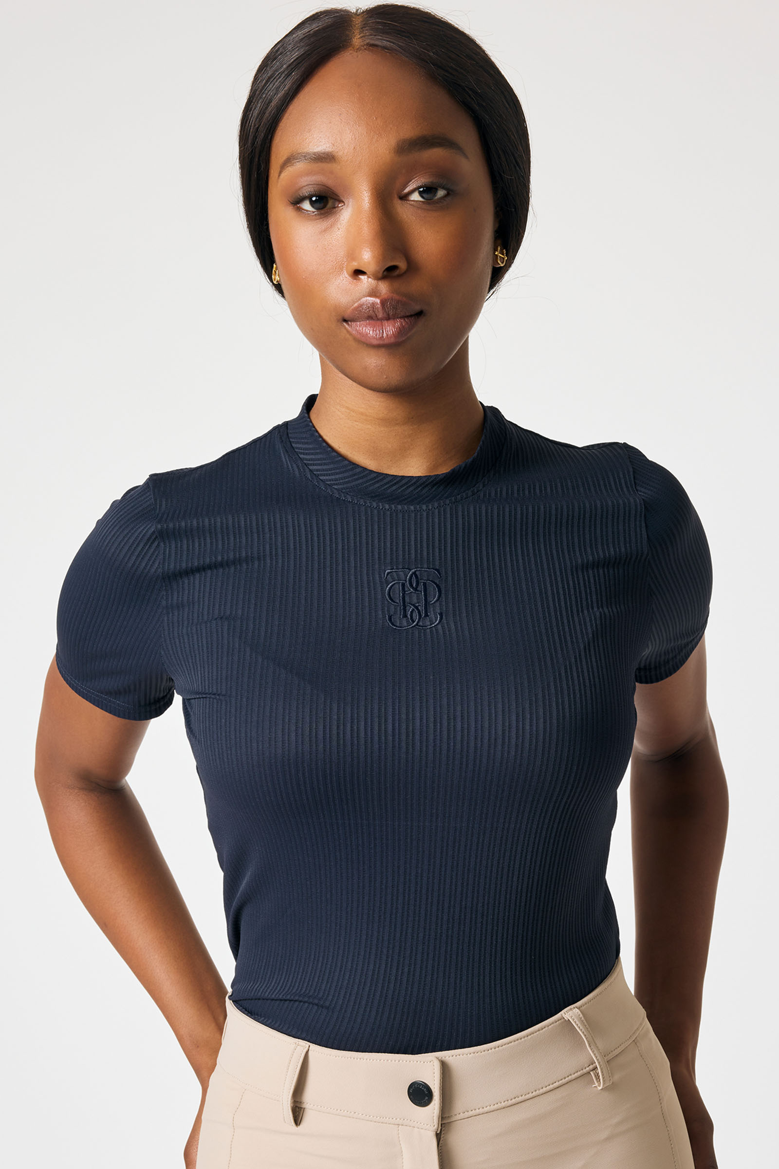 Navy PS of Sweden Courtney S/S Randig Mesh Tröja