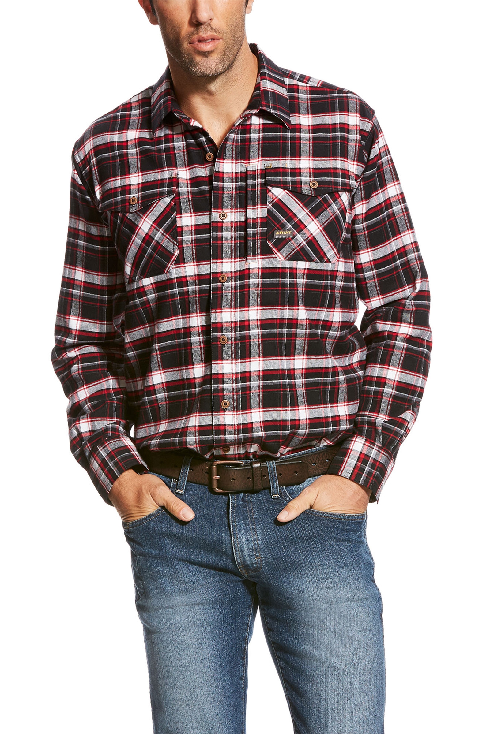 Allure Plaid Ariat Rebar flanell DuraStretch arbetsskjorta