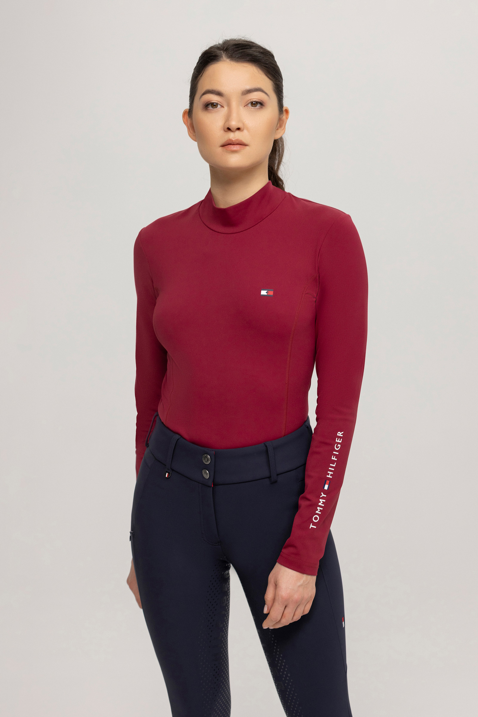 Tommy Hilfiger Equestrian l&aring;ng&auml;rmad tr&ouml;ja med h&ouml;g hals f&ouml;r dam