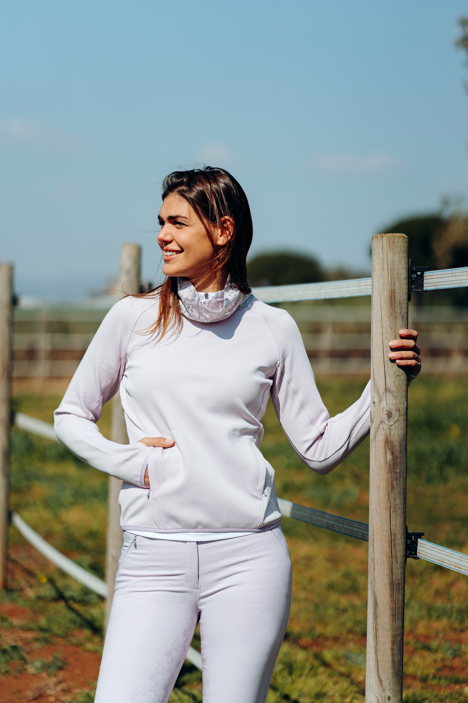 Horze Kaitlin funktionell sweatshirt tr&ouml;ja med blommig krage f&ouml;r dam