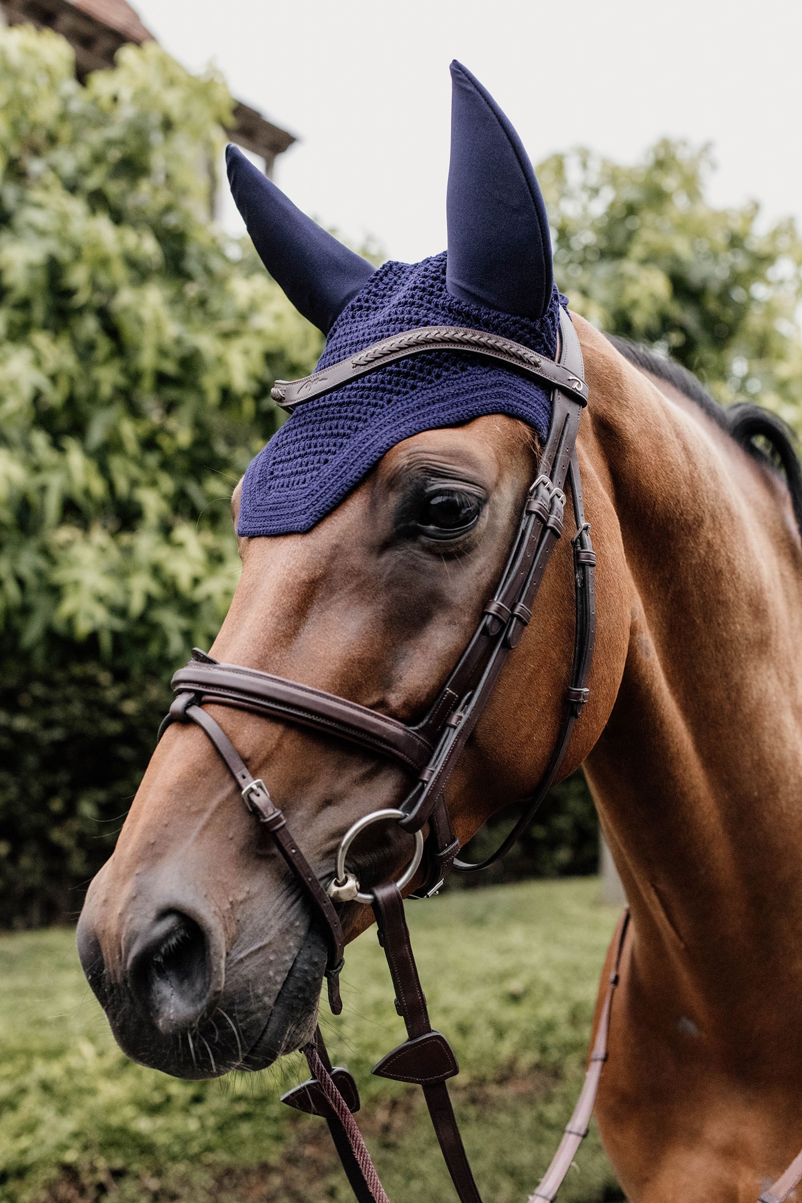 Dark Navy Kentucky Horsewear Wellington flughuva, ljudd&auml;mpande  