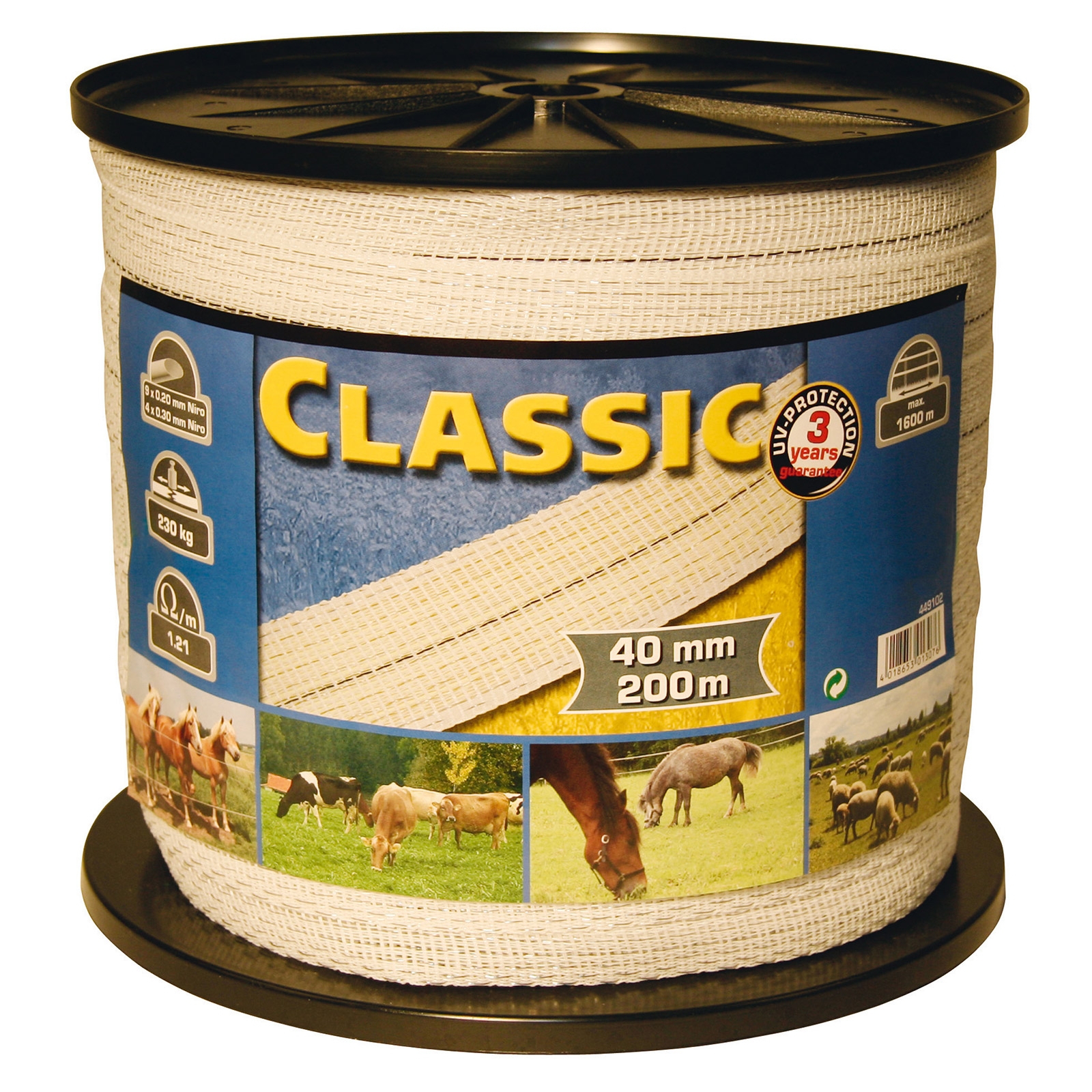 Farm Patrol staketband Classic 200 m, 40 mm, 9x0,2+4x0,3 niro