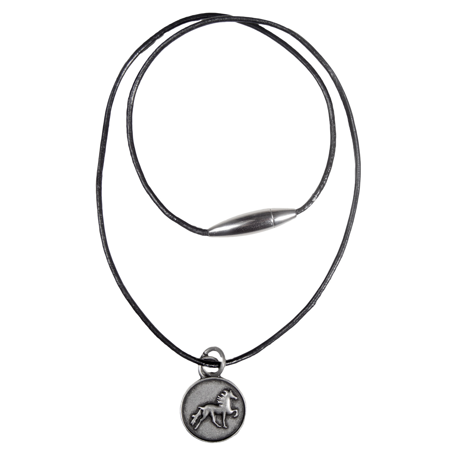 Karlslund läderhalsband med rustik islandshäst