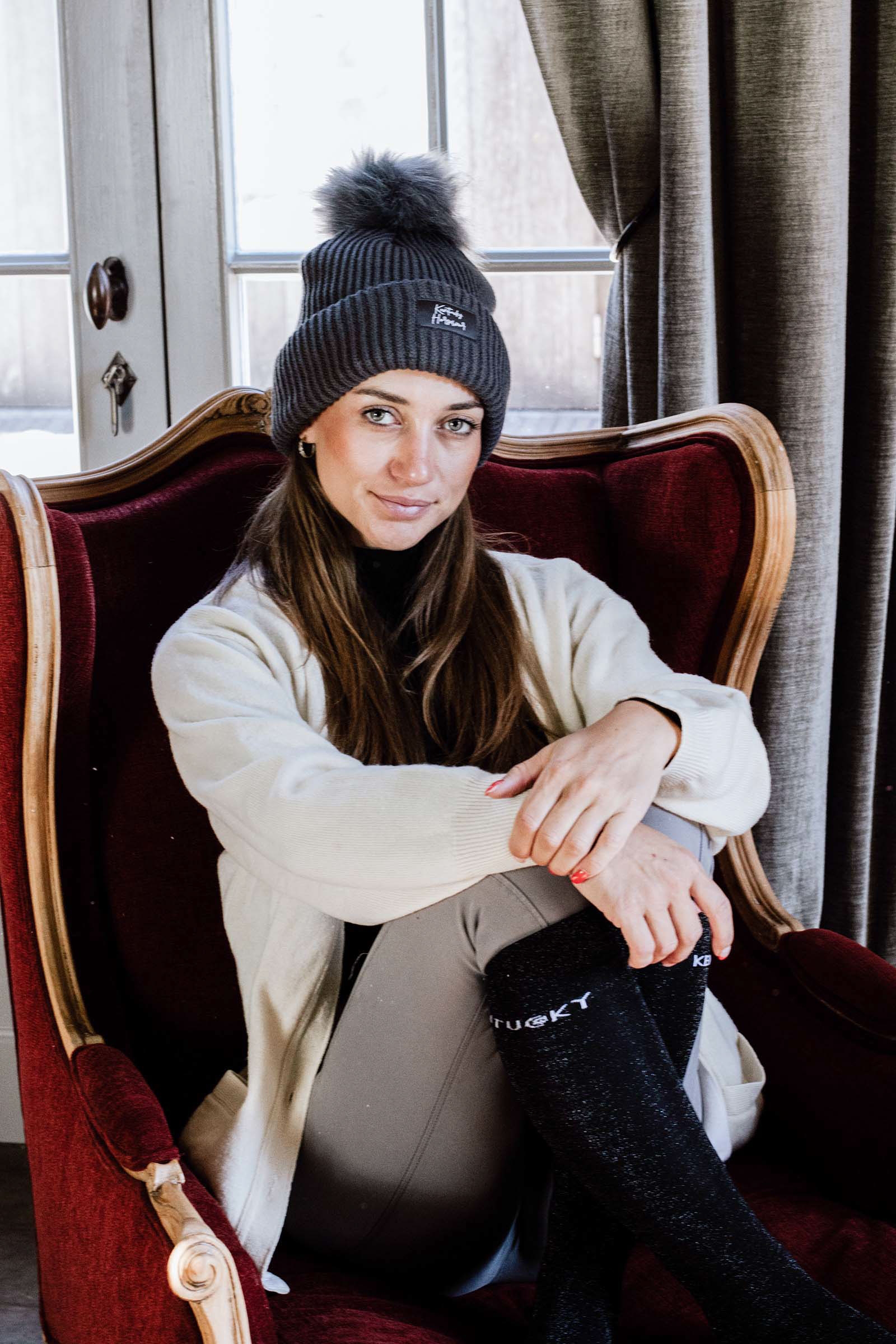 Grey Kentucky Horsewear Pom pom Beanie mössa