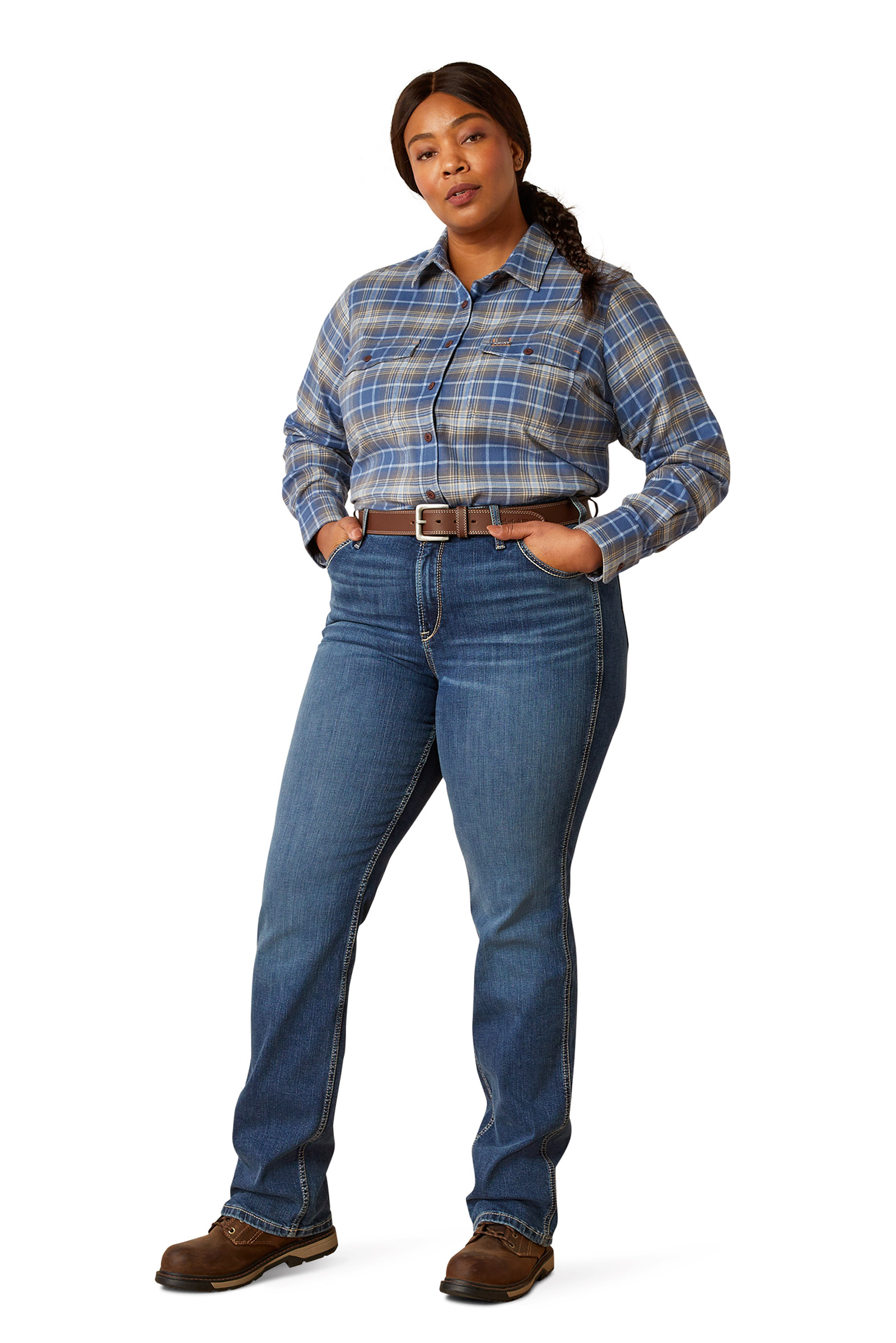 Ariat Rebar Flannel DuraStretch långärmad arbetsskjorta, dam