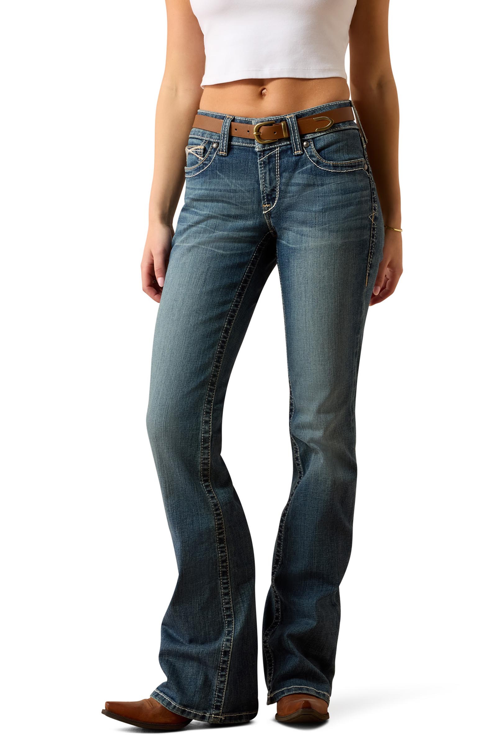 Ariat Whipstitch R.E.A.L. Mid-rise stretch bootcut-jeans f&ouml;r dam
