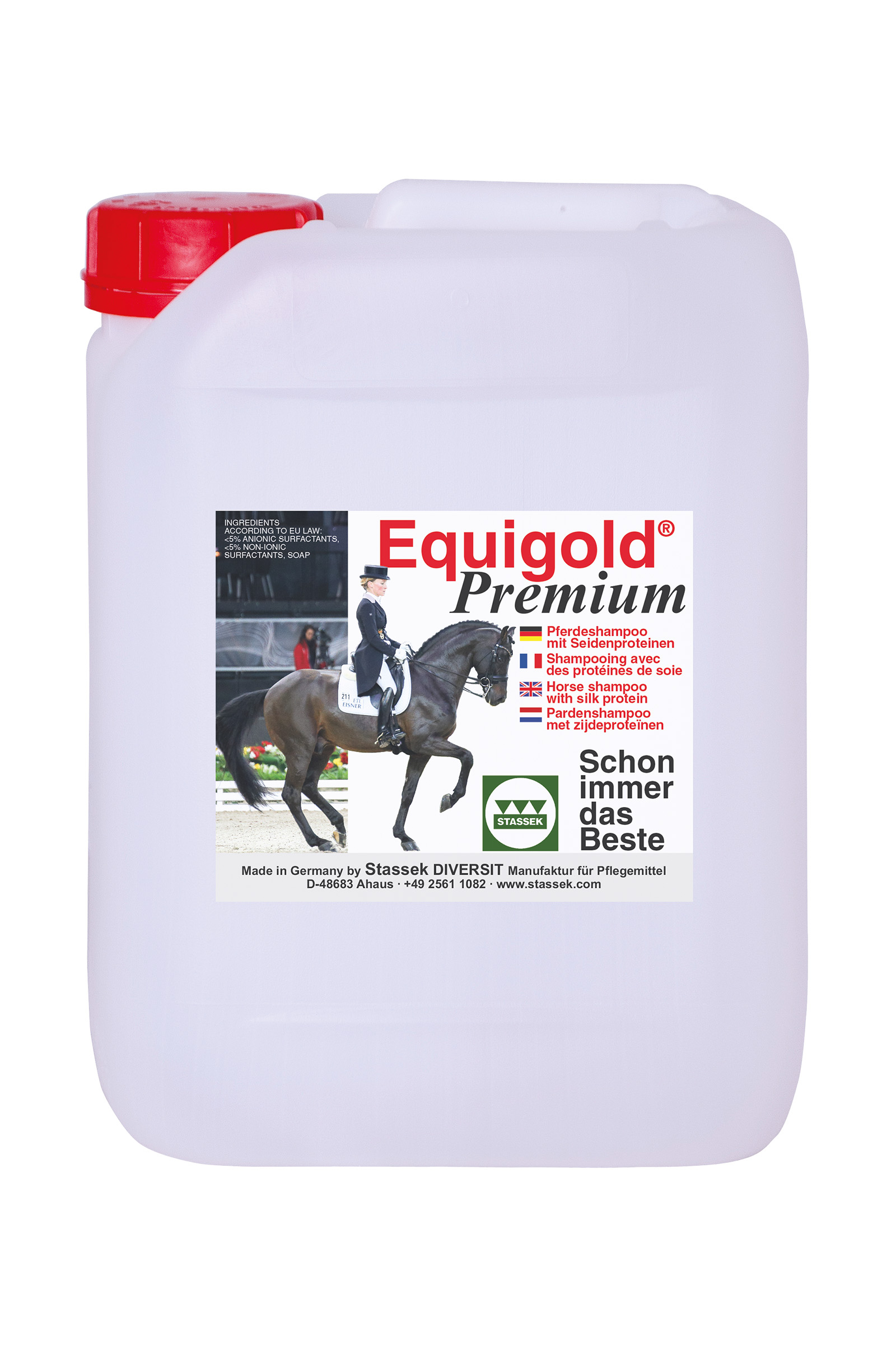 Stassek Equigold Premium schampo för häst, 5 liter