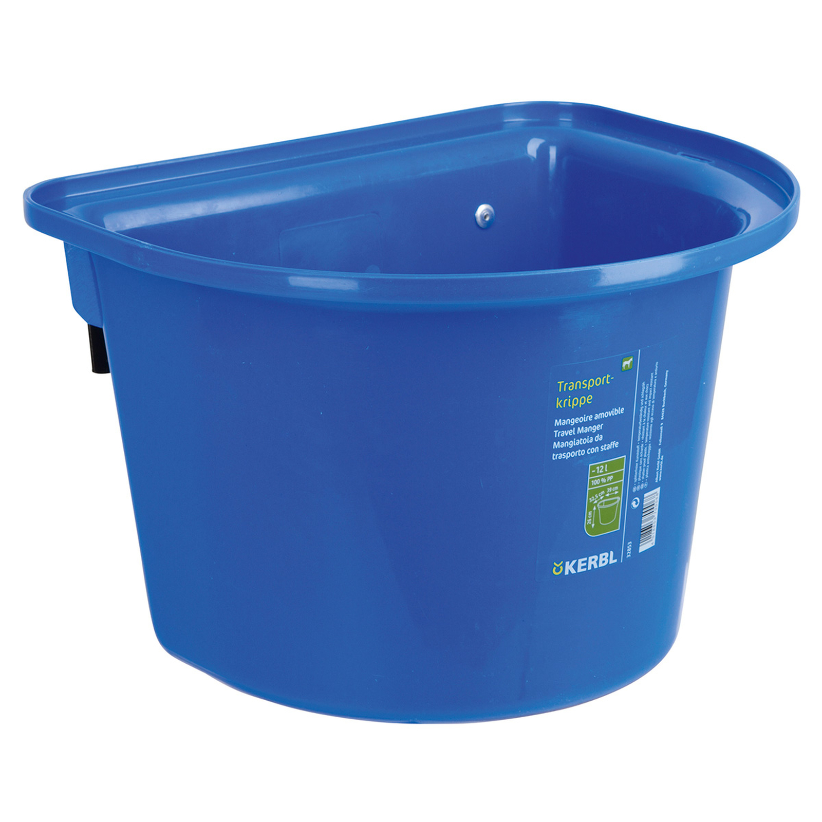 Blue Kerbl transportskrubba 12 liter, plast, inbyggda h&auml;ngare