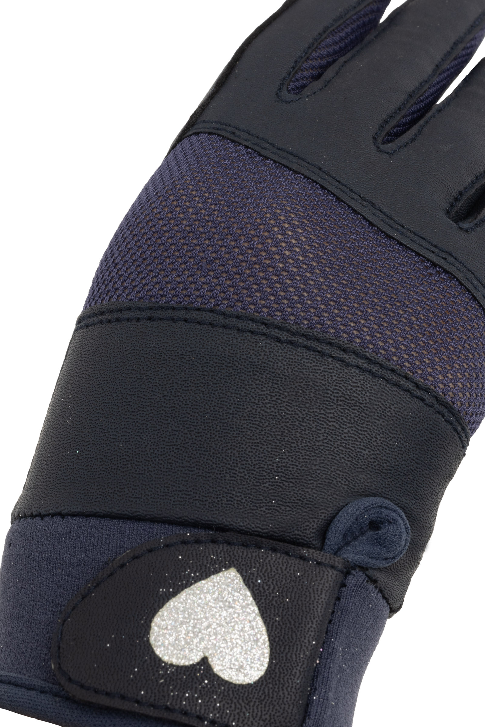 Horze barnhandskar med hj&auml;rta i glittertryck