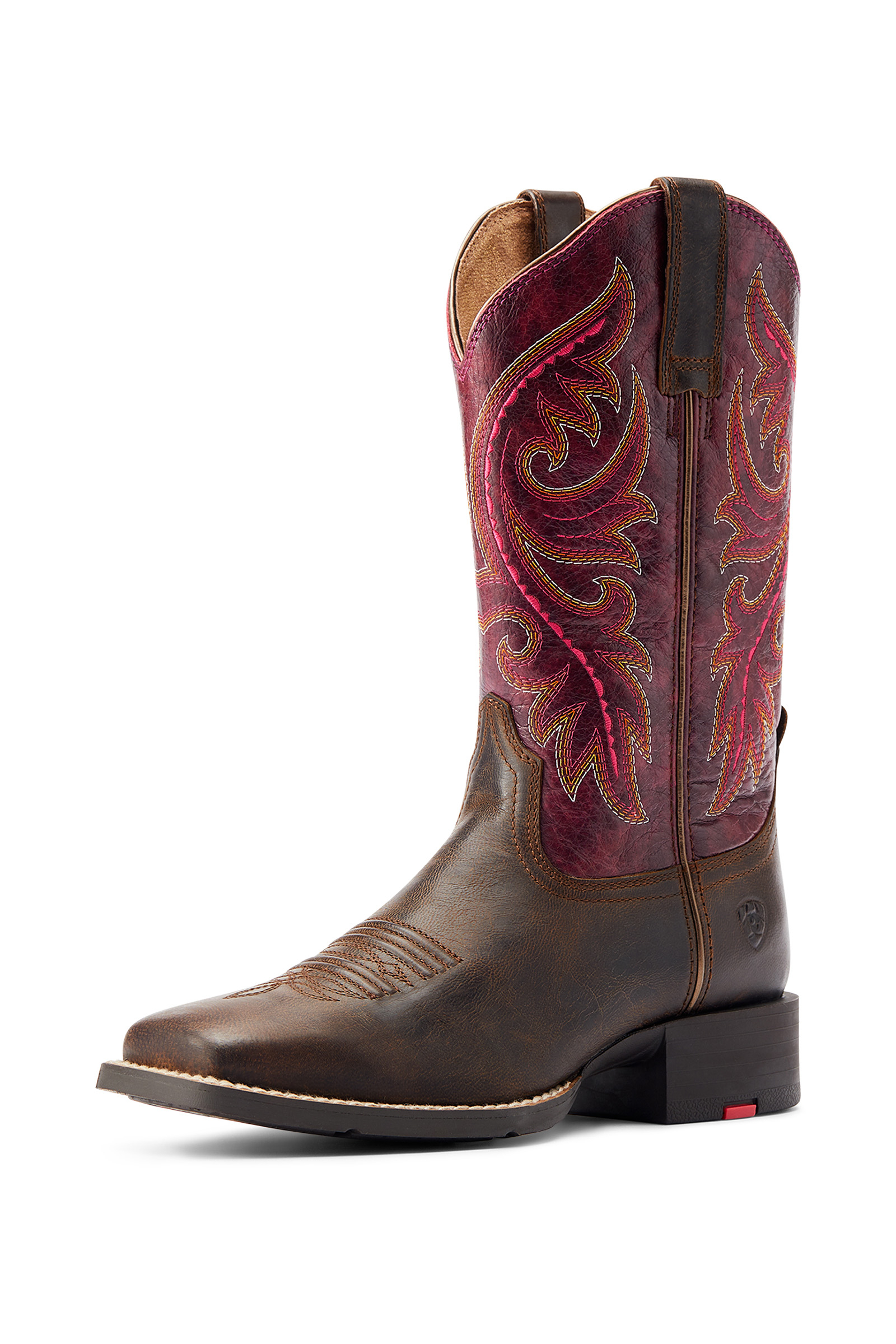 Dark Brown/Pink Ariat Round Up dam-westernstövlar med dragkedja bak