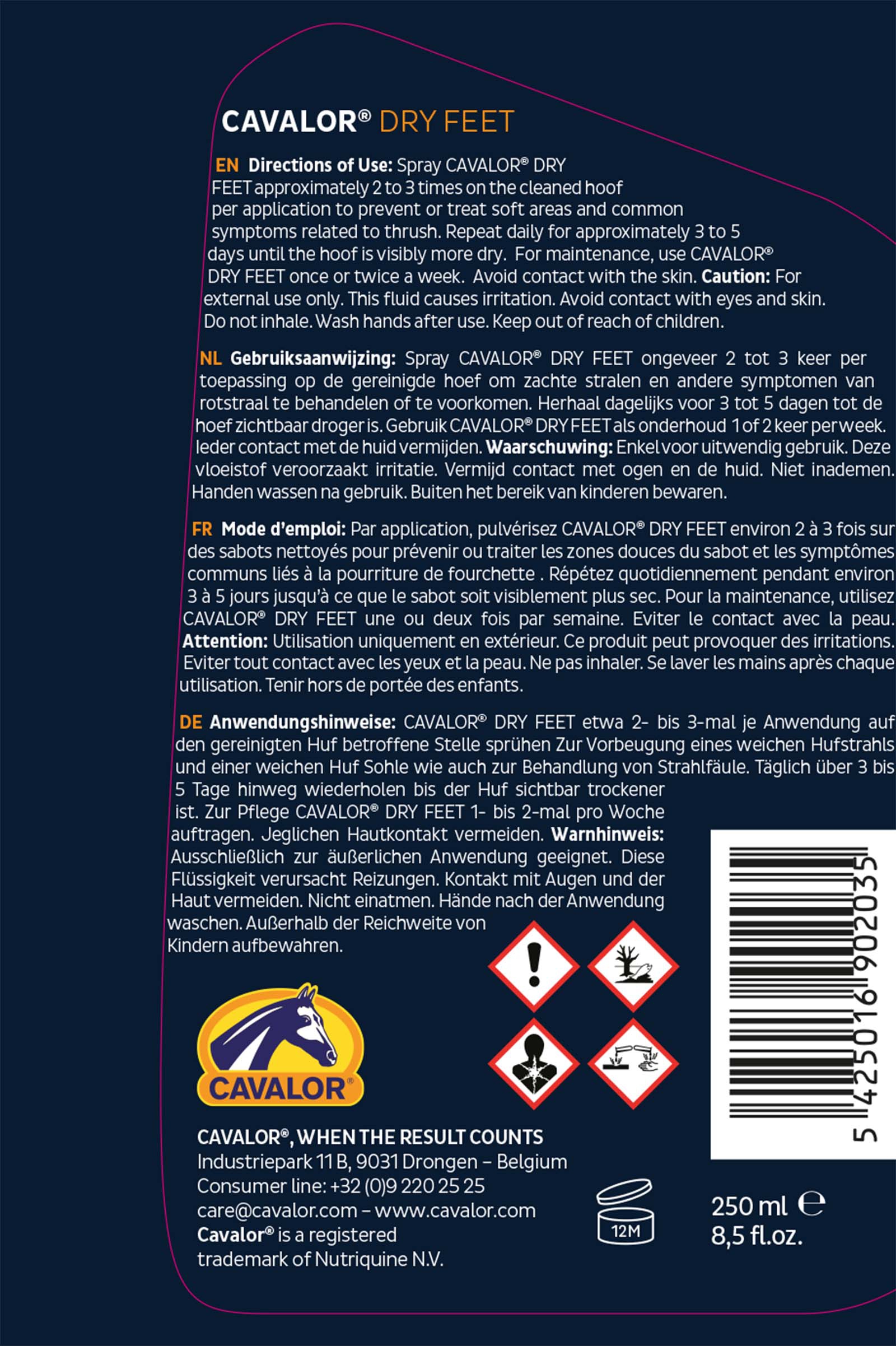 Cavalor Dry Feet, hovar, 250ml