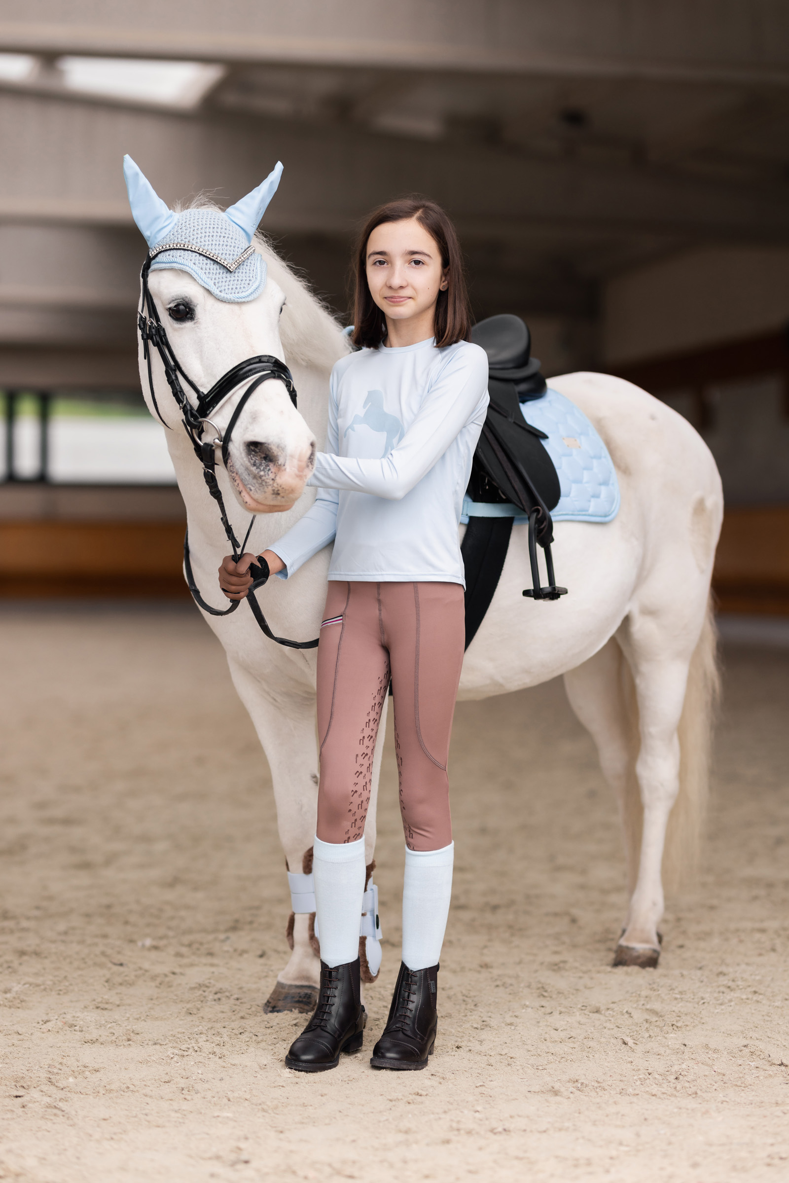 Horze Flora funktionell l&aring;ng&auml;rmad topp i barnstorlek